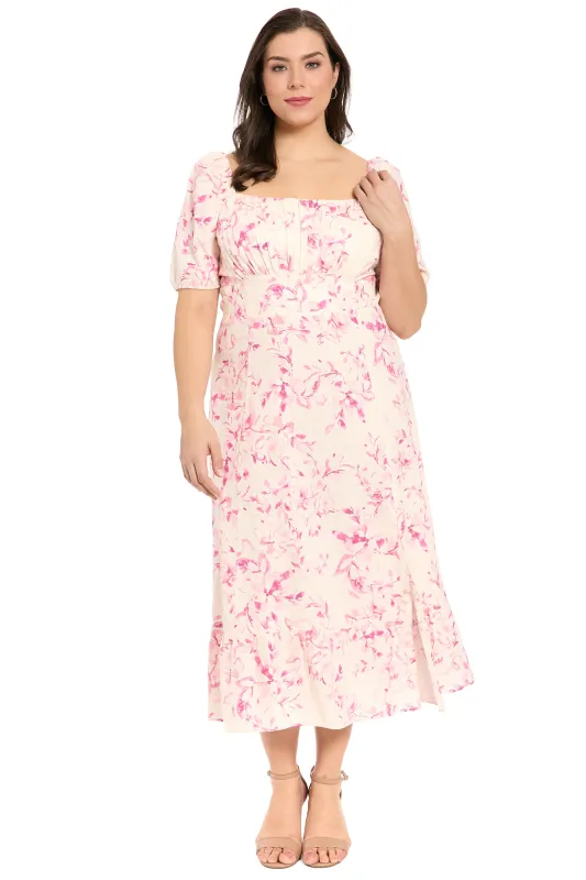 Kristin Puff Sleeve Midi in Willow Whispers made by London Times