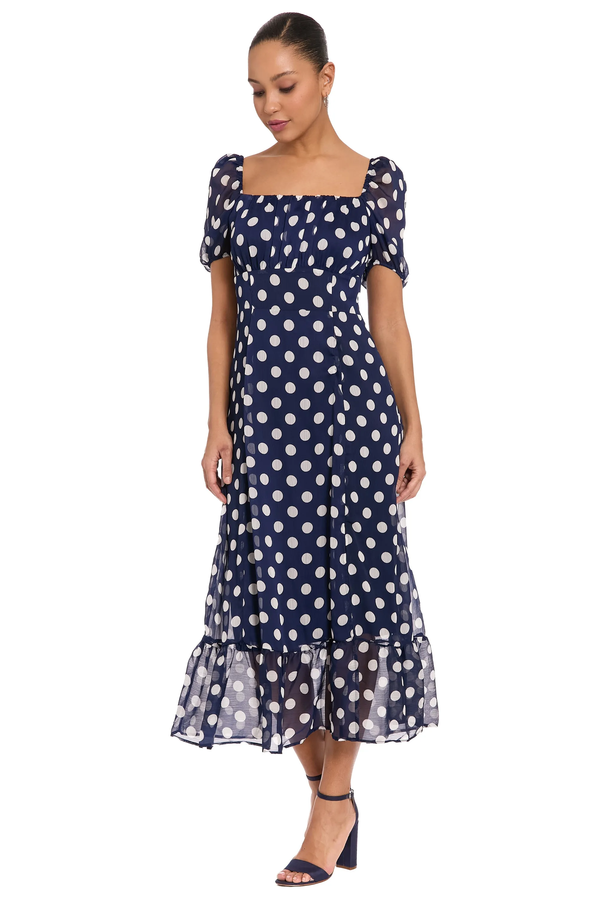 Kristin Puff Sleeve Midi in Chiffon sold by Maggy London product image thumbnail 4