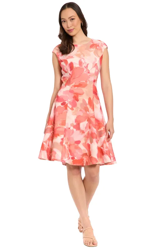 Connie Cap Sleeve Fit & Flare in Exploding Floral sold by Maggy London