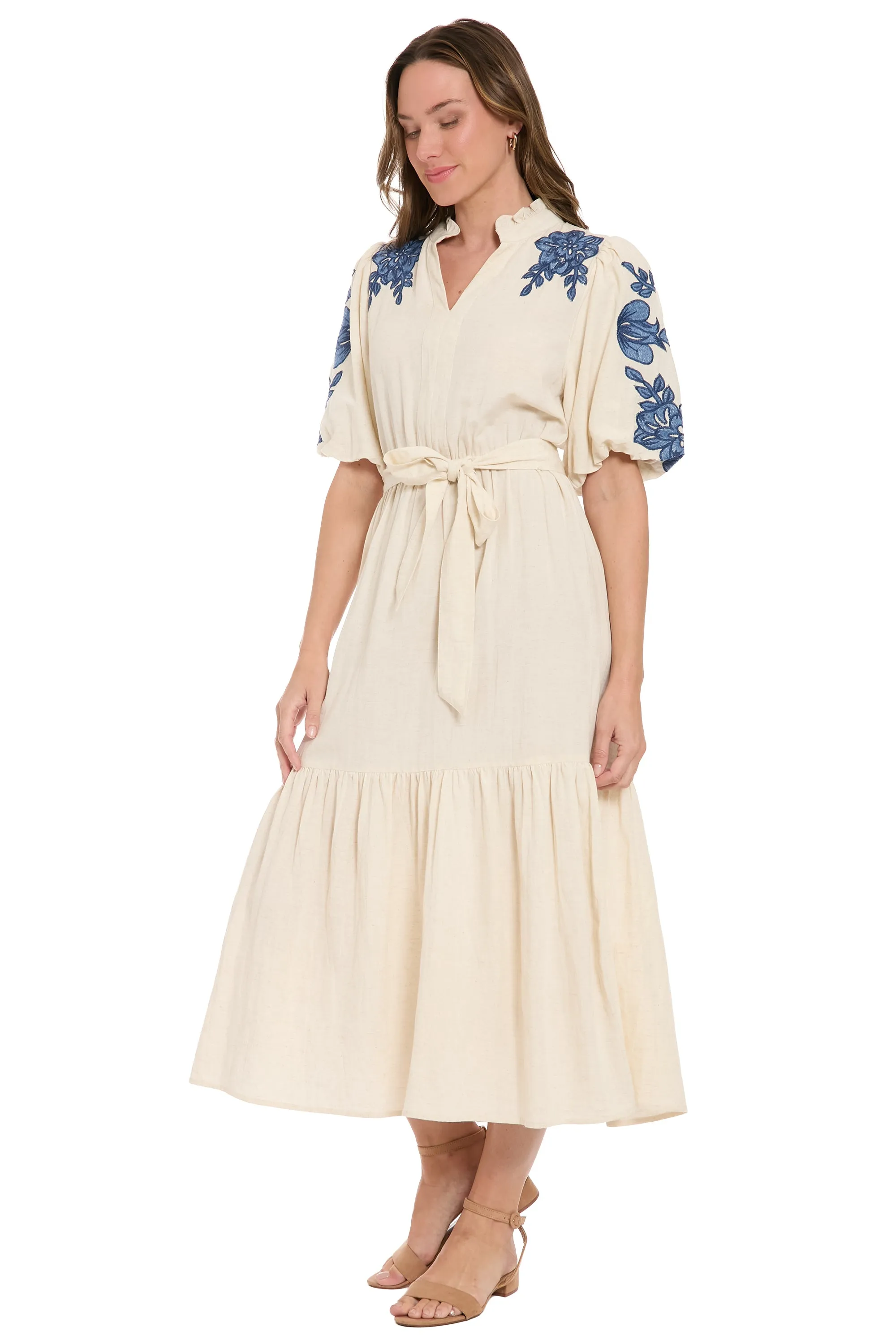 Mackenzie Bubble Sleeve Embroidered Cotton Maxi sold by Maggy London product image thumbnail 5