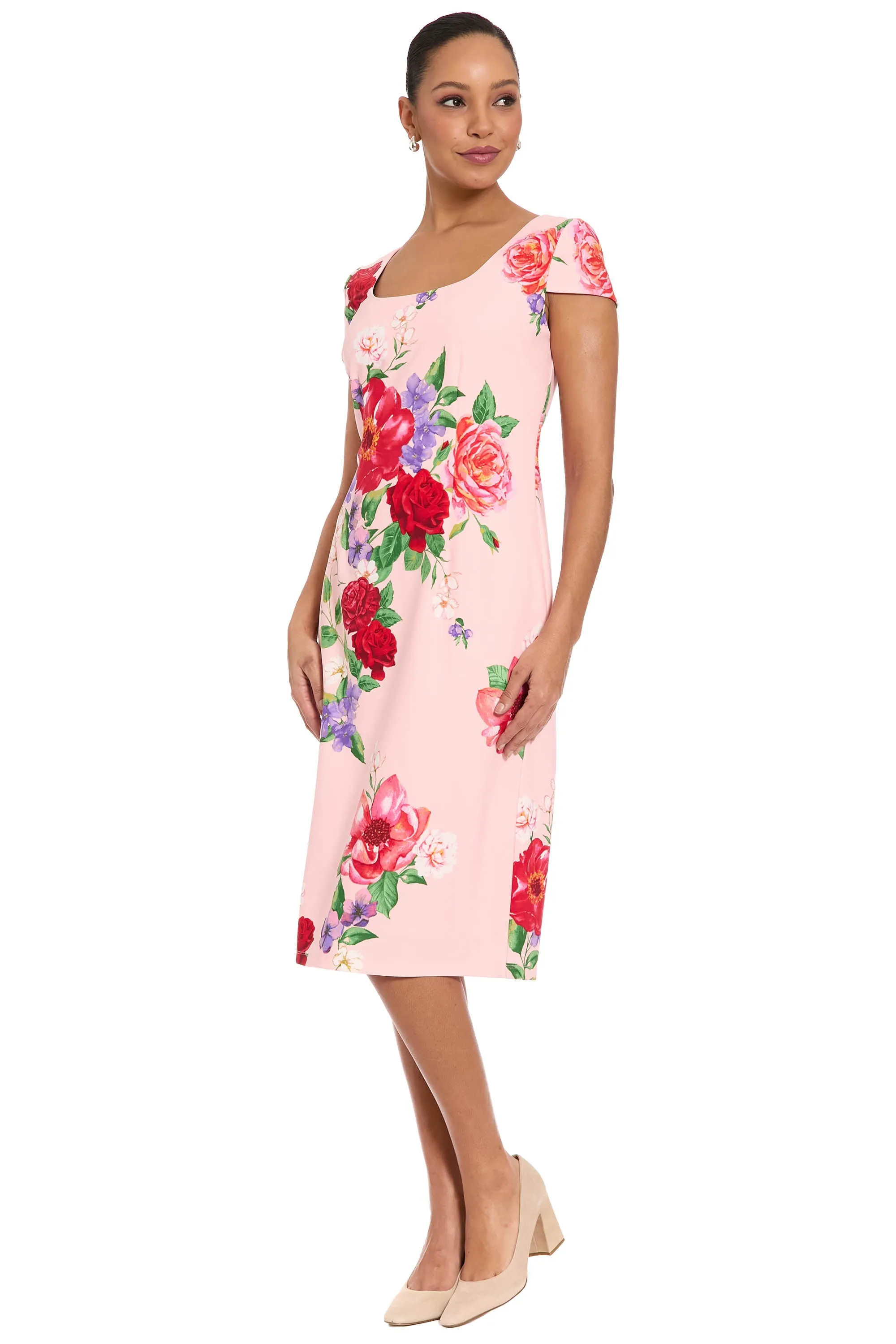 Bobbi Square Neck Cap Sleeve Sheath Midi Dress sold by Maggy London product image thumbnail 5