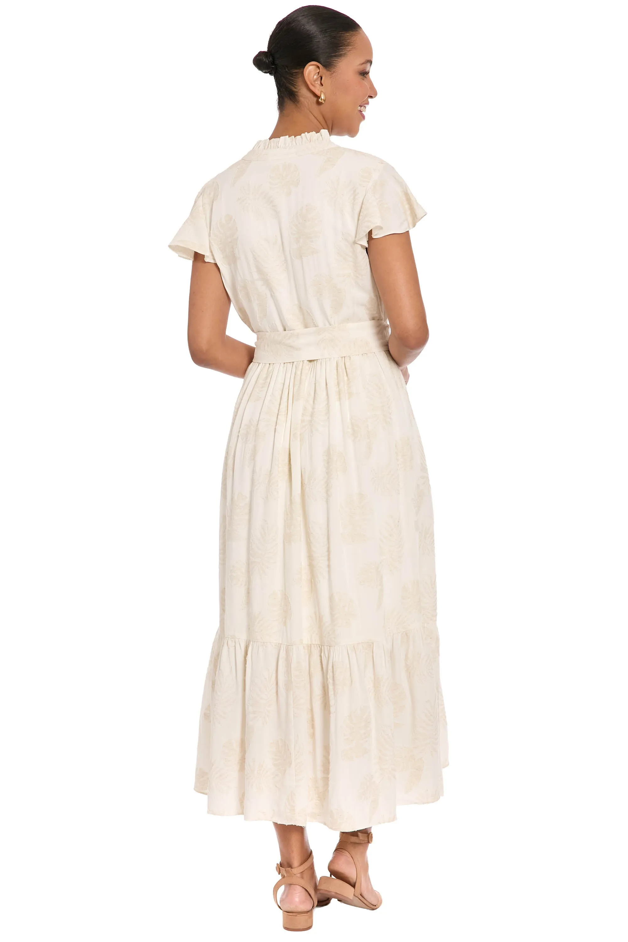 Debby Ruffle Neck Maxi Shirtdress sold by Maggy London product image thumbnail 3