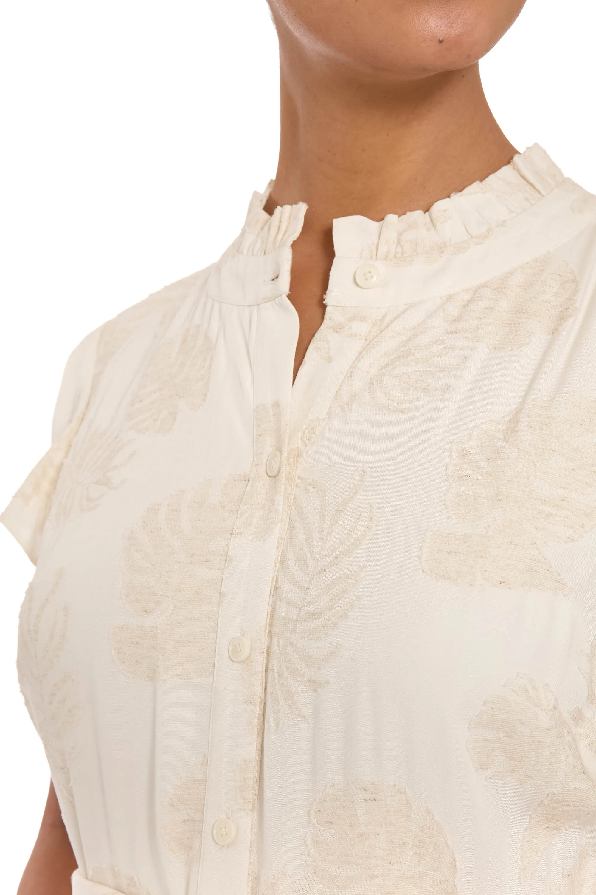 Debby Ruffle Neck Maxi Shirtdress sold by Maggy London product image thumbnail 5