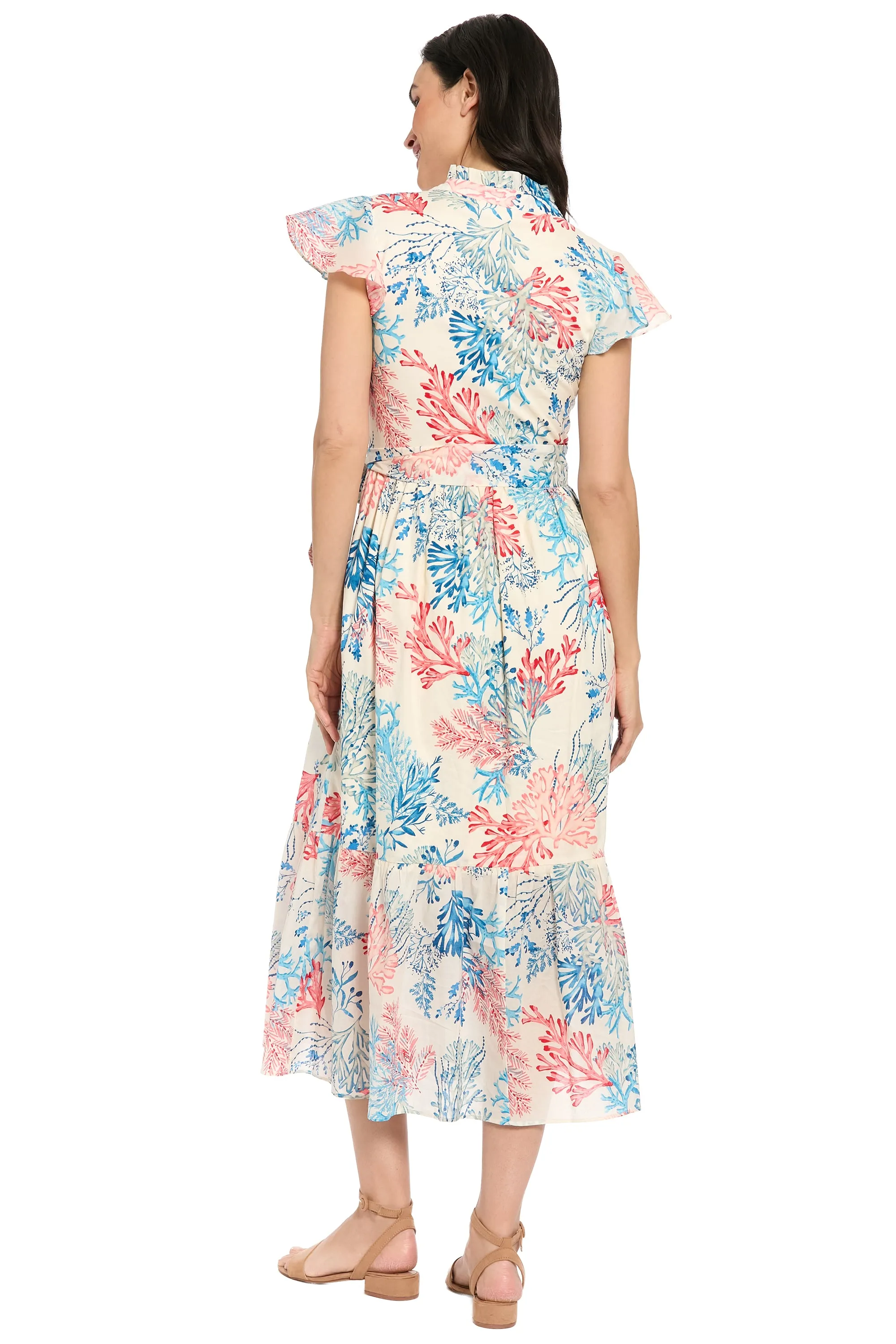 Adelina Flutter Sleeve Belted Tiered Midi Dress sold by Maggy London product image thumbnail 4