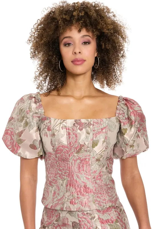 Robinson Bubble Sleeve Bustier Top made by Maggy London