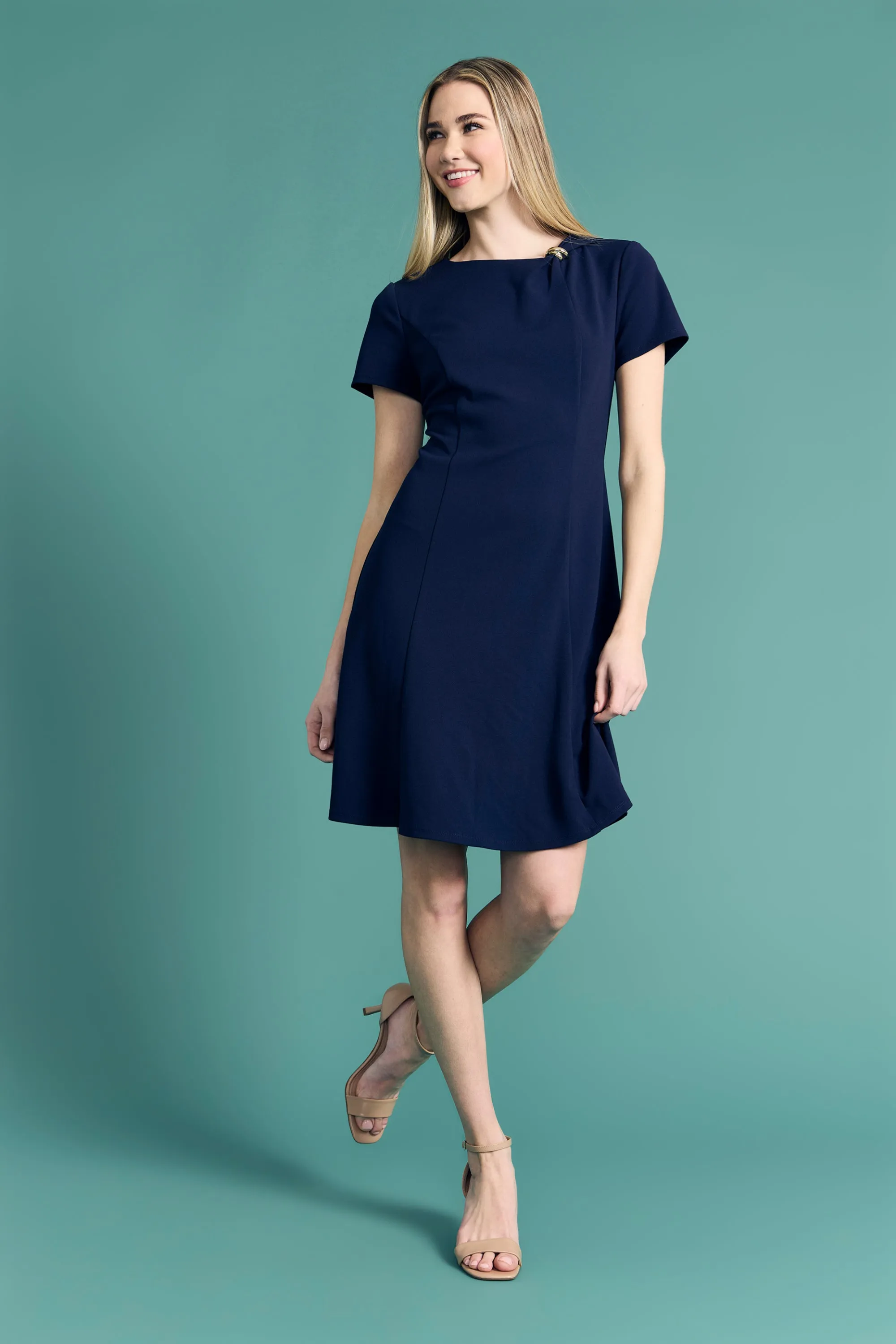 Elisa Short Sleeve Garment Detail Mini sold by Maggy London product image thumbnail 2
