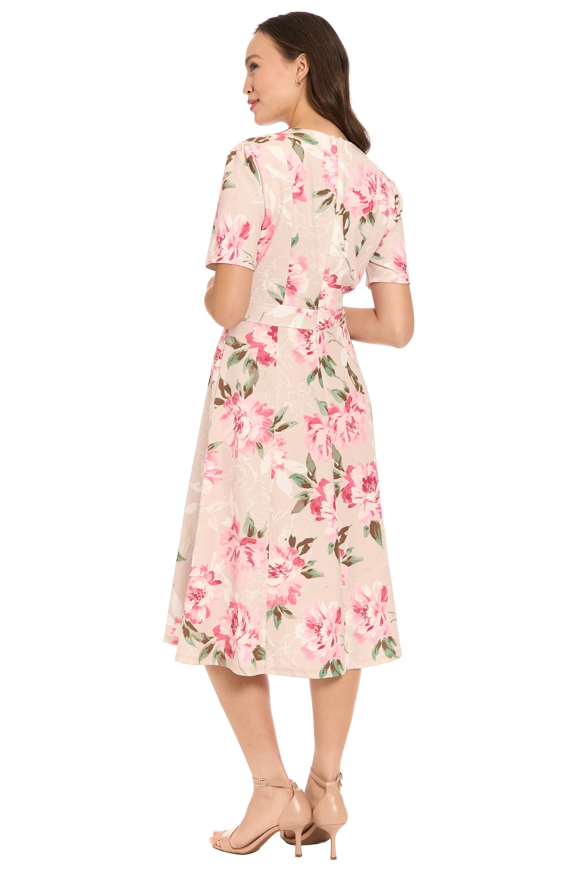 Quill Side Tab Fit & Flare in Outlined Roses sold by Maggy London product image thumbnail 3