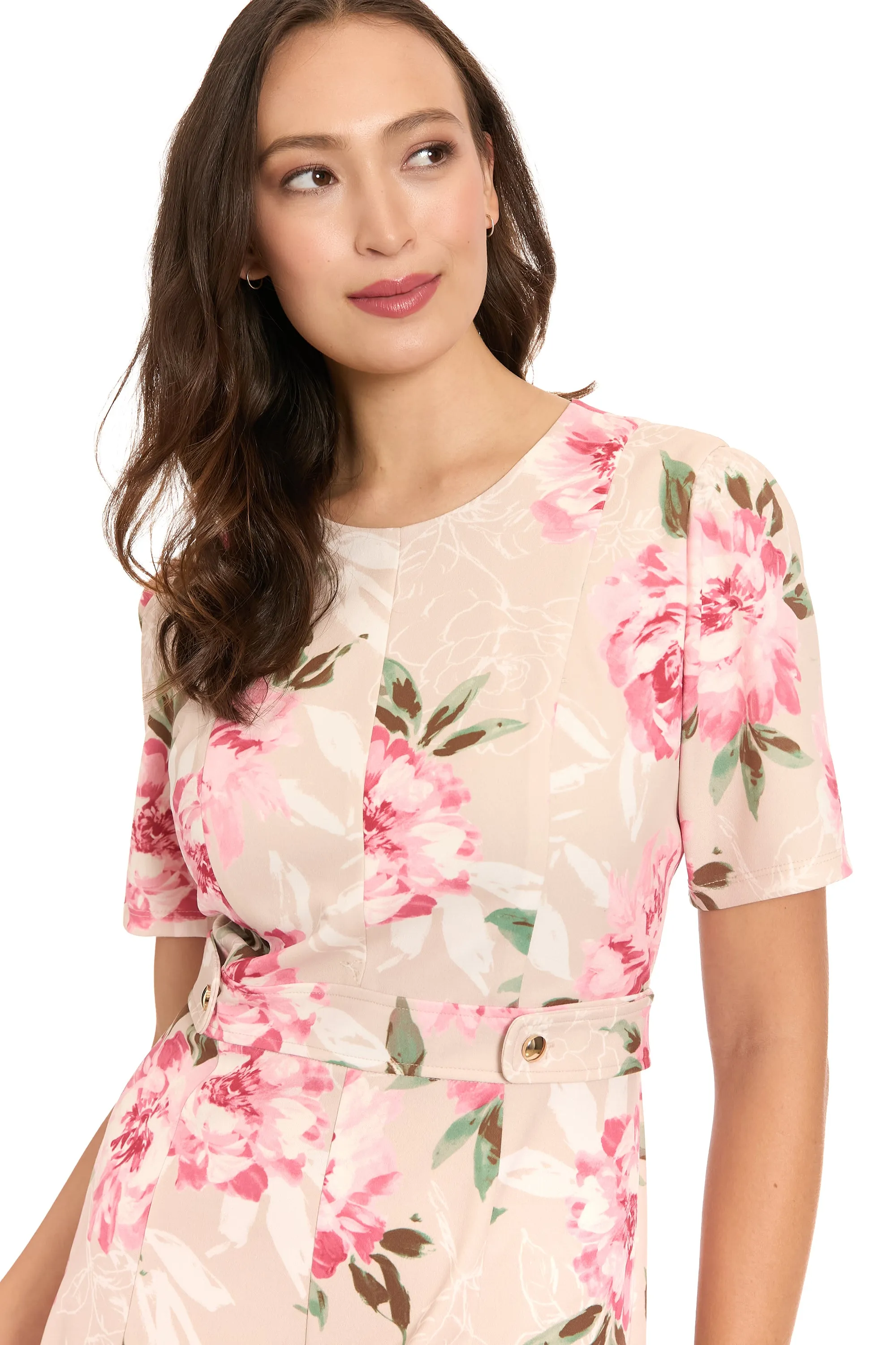 Quill Side Tab Fit & Flare in Outlined Roses sold by Maggy London product image thumbnail 4