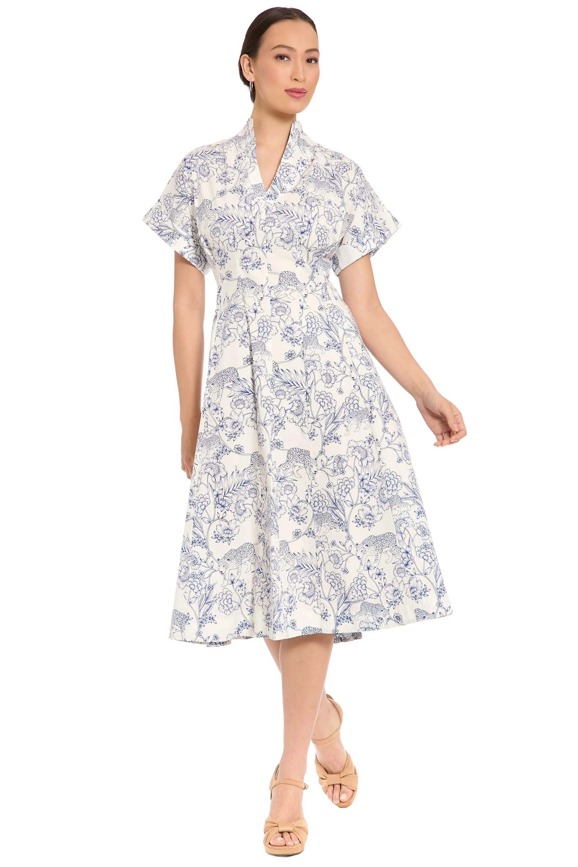 Ysabela Short Sleeve Pleated Fit Midi sold by Maggy London