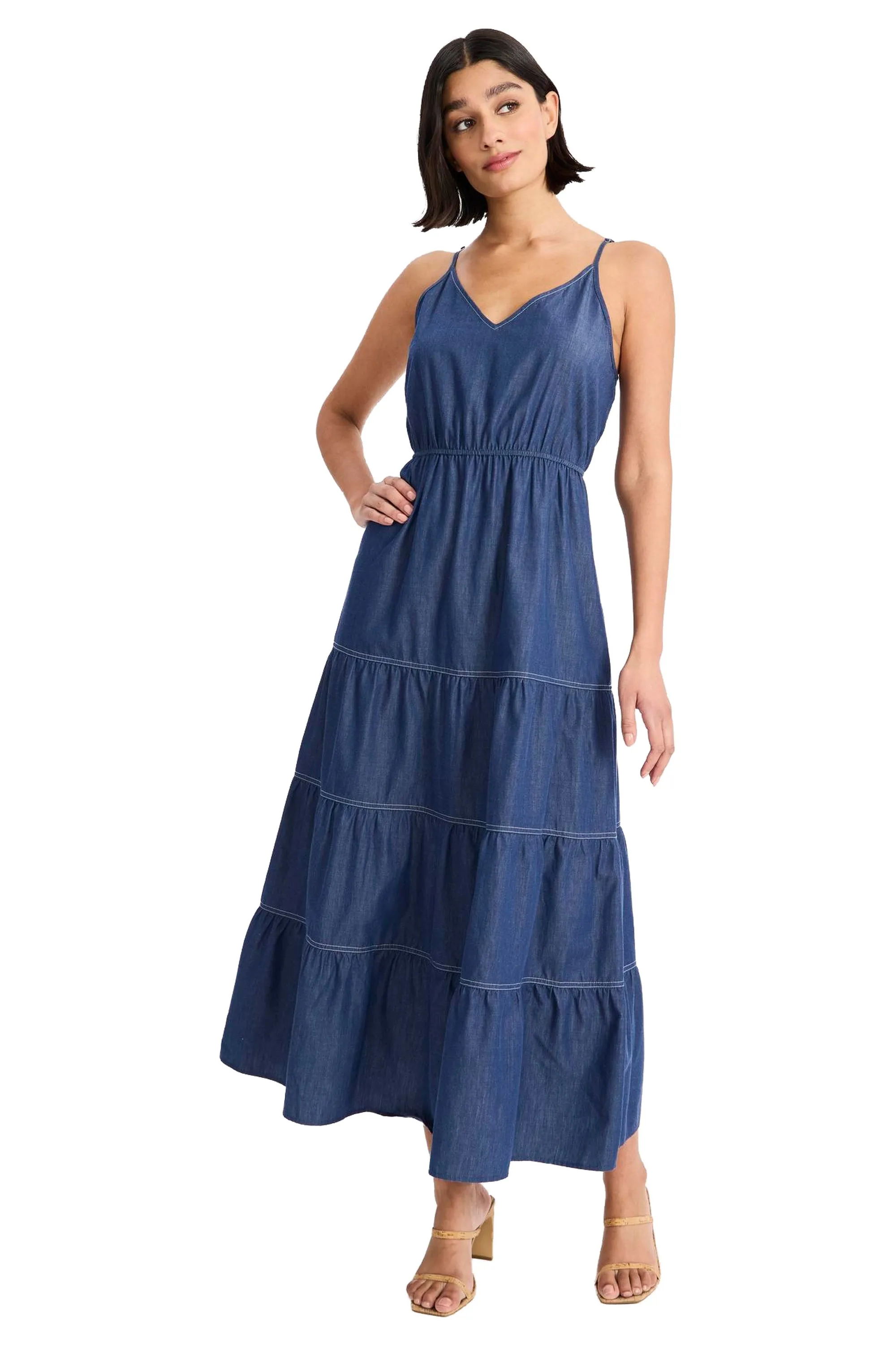 Pat Spaghetti Strap Denim Midi Dress sold by Maggy London product image thumbnail 2