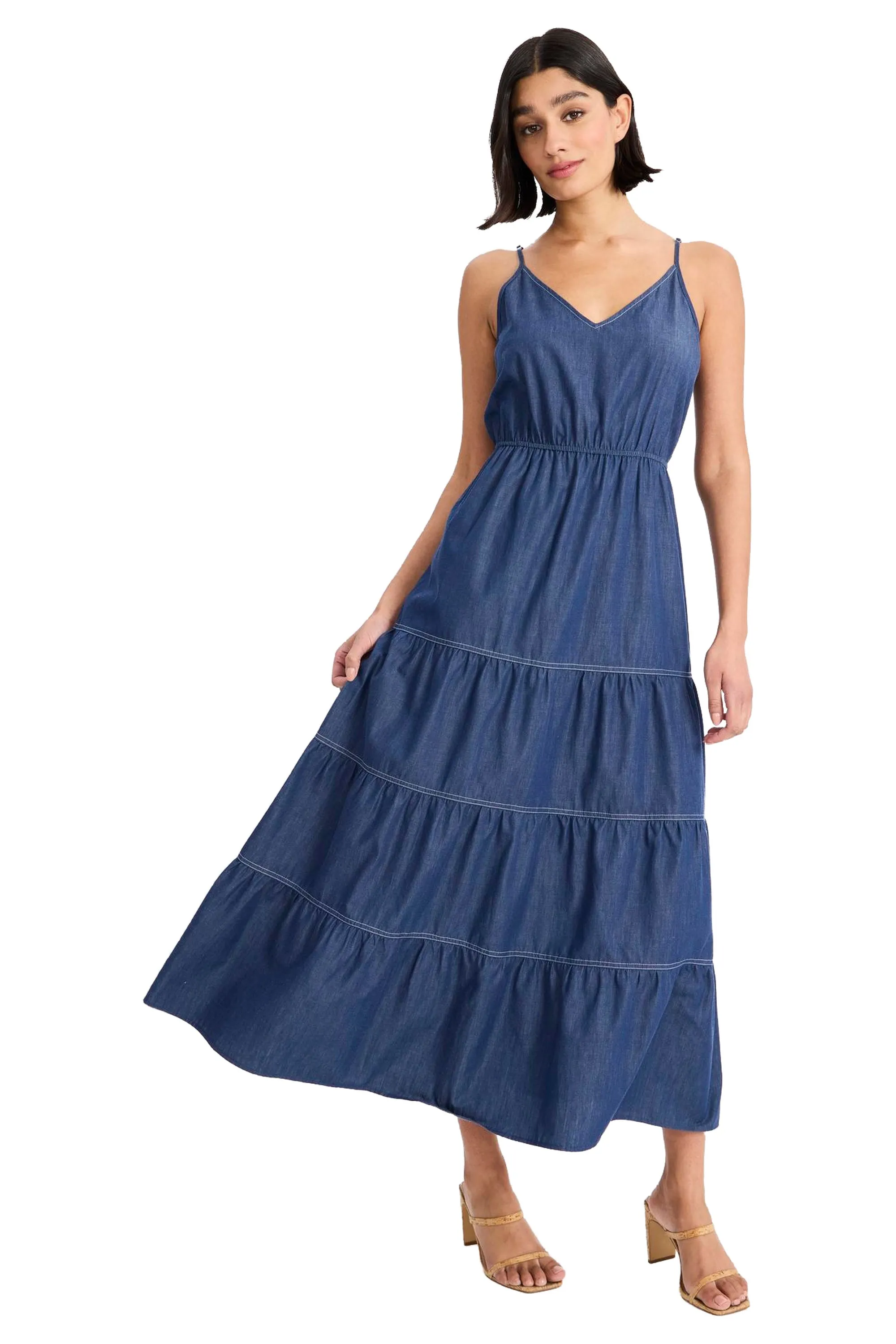 Pat Spaghetti Strap Denim Midi Dress sold by Maggy London product image thumbnail 3