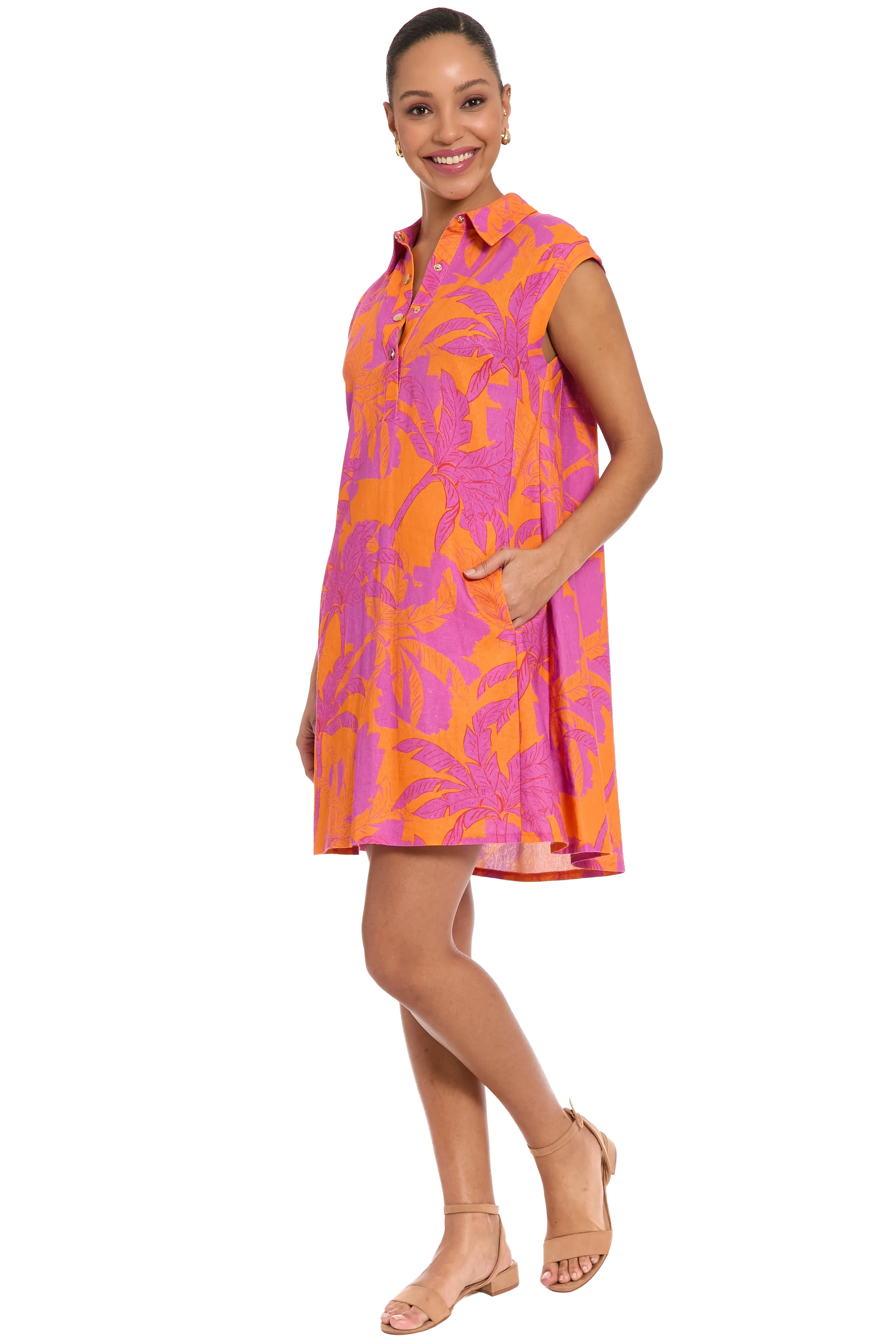 Tessa Collared Sleeveless Linen Dress sold by Maggy London product image thumbnail 5
