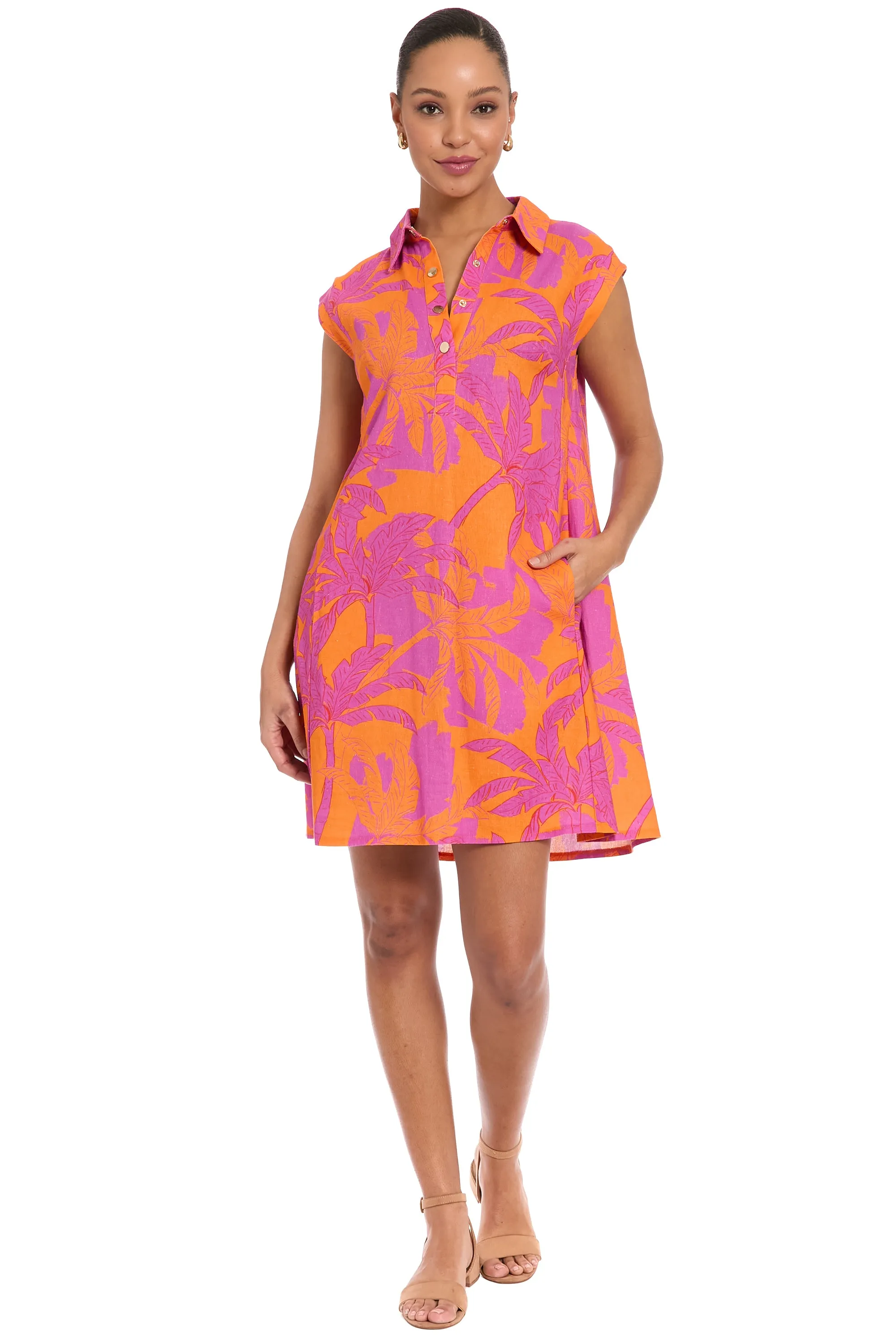 Tessa Collared Sleeveless Linen Dress sold by Maggy London product image thumbnail 2