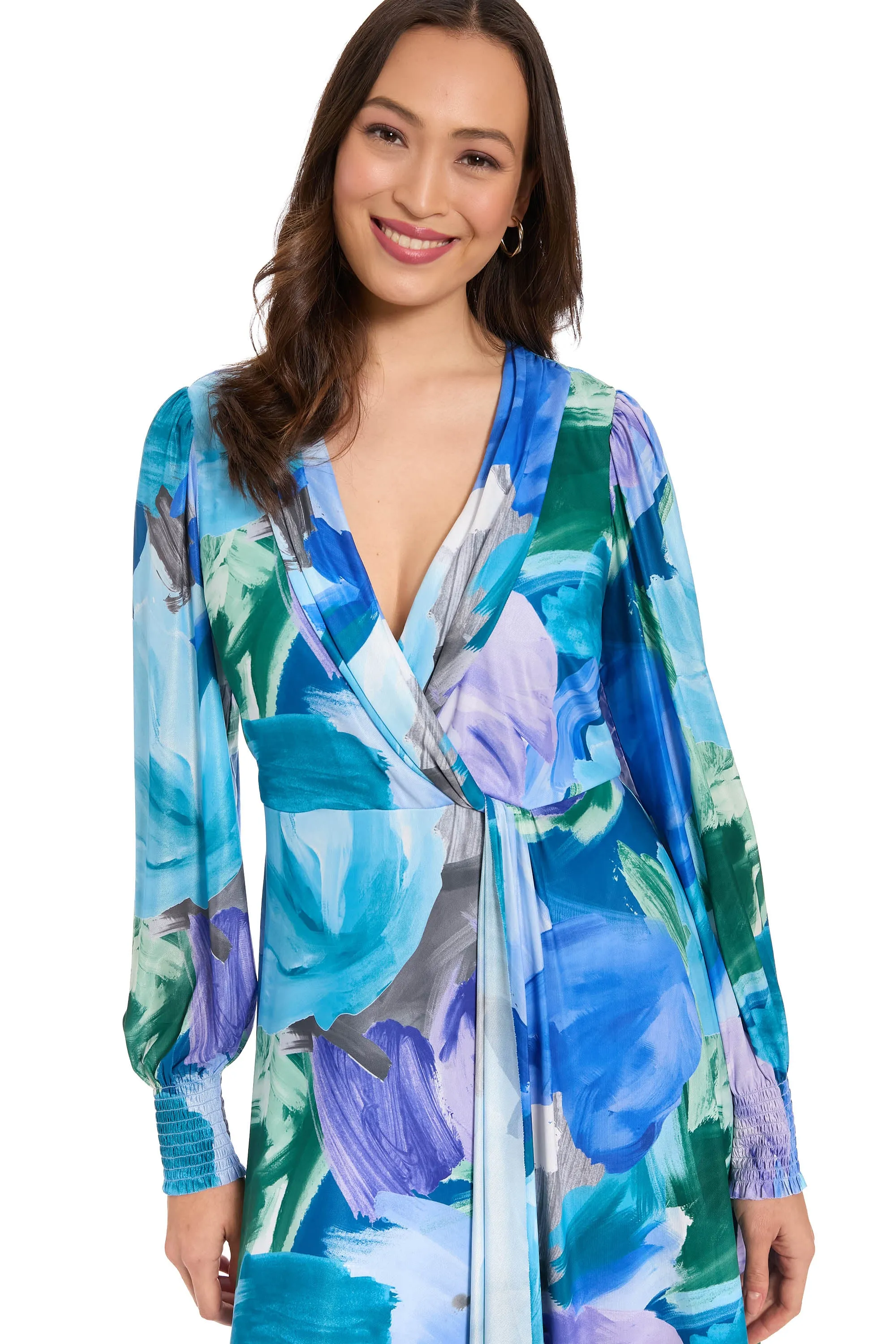 Ruth Long Bishop Sleeve Maxi in Watercolor Abstract sold by Maggy London product image thumbnail 4