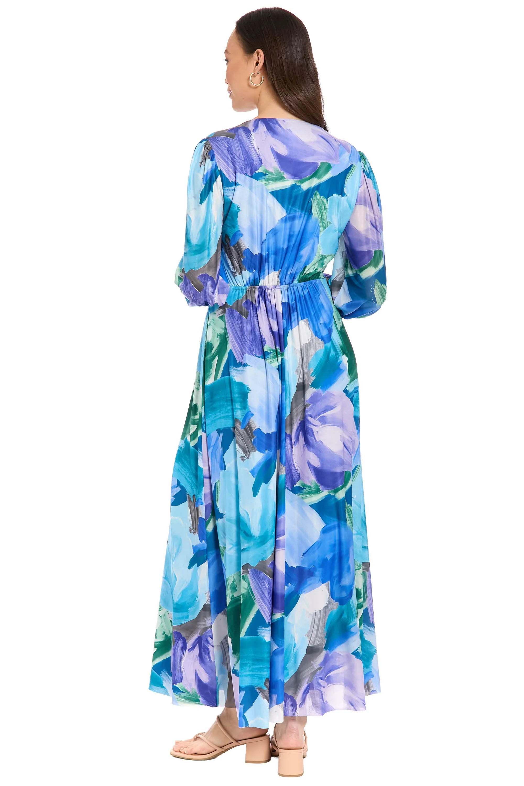 Ruth Long Bishop Sleeve Maxi in Watercolor Abstract sold by Maggy London product image thumbnail 3