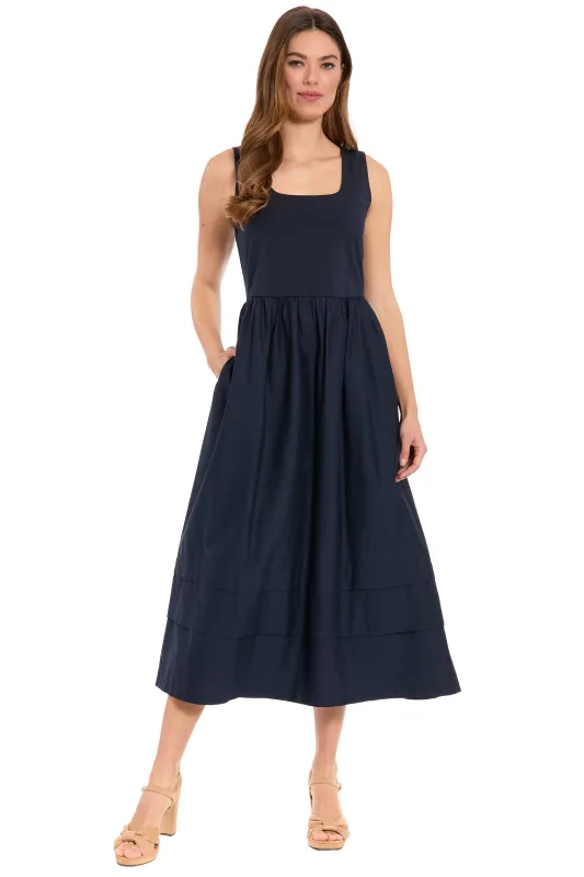 Carin Cotton Square Neck Linen Two-Fer Midi made by Maggy London