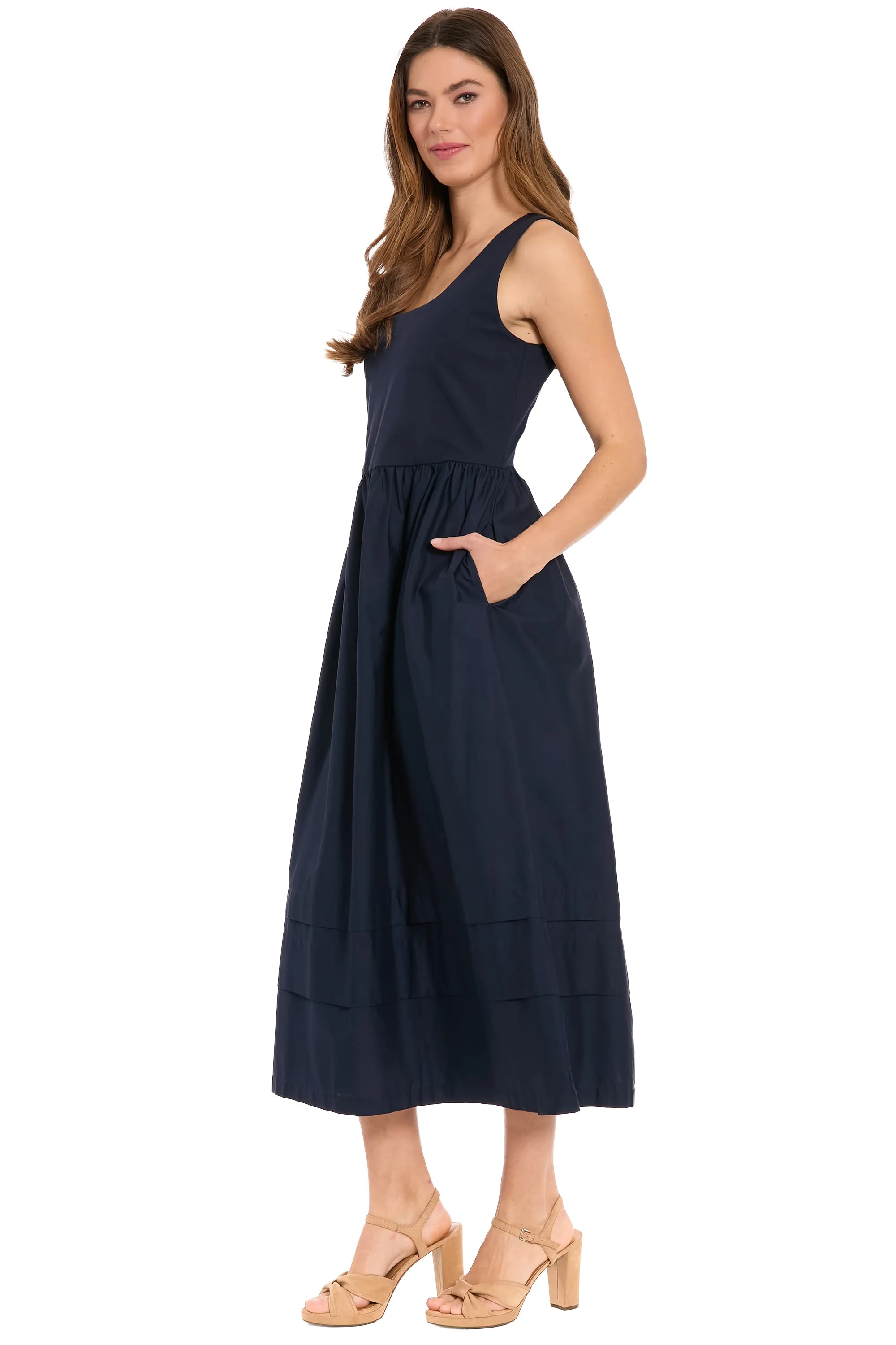 Carin Cotton Square Neck Linen Two-Fer Midi sold by Maggy London product image thumbnail 5