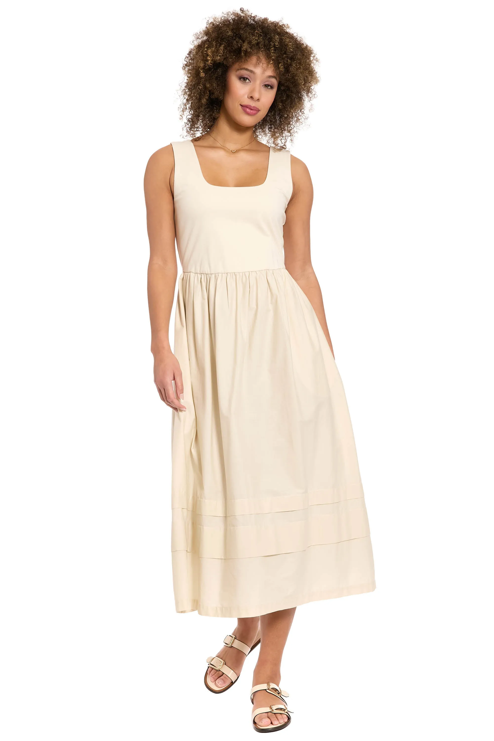 Carin Cotton Square Neck Linen Two-Fer Midi sold by Maggy London product image thumbnail 2