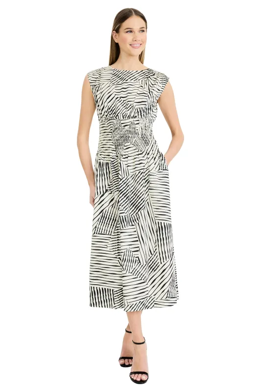 Willow Sleeveless Midi in Mazed Linework made by Maggy London