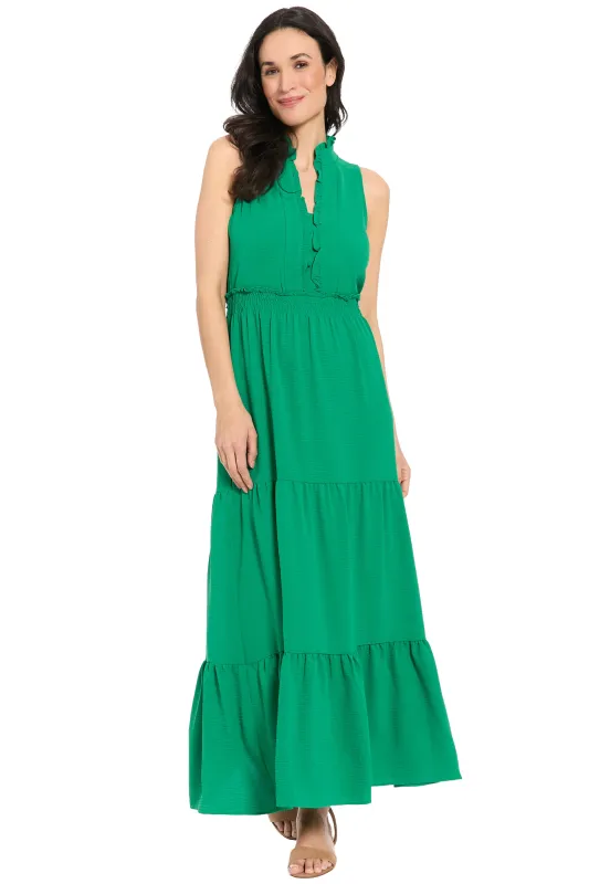 Scout Ruffle Neck Sleeveless Tiered Maxi made by Maggy London