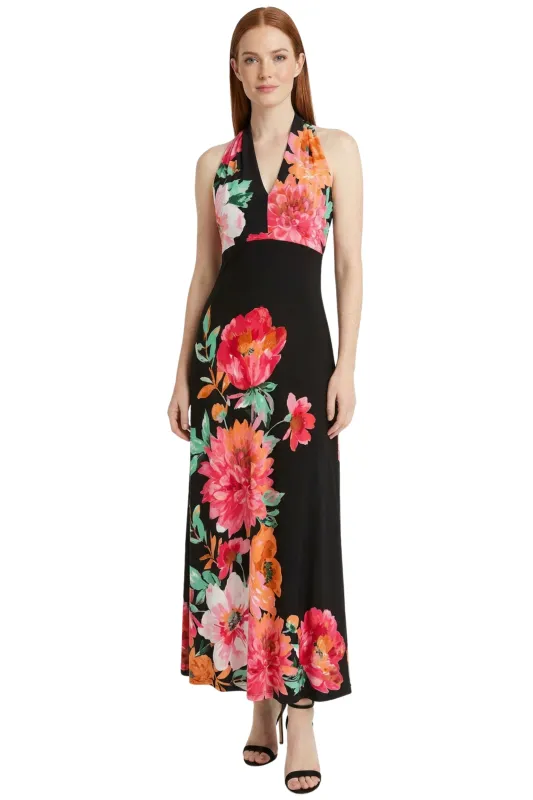 Zarina Halter V-Neck Maxi Dress made by Maggy London