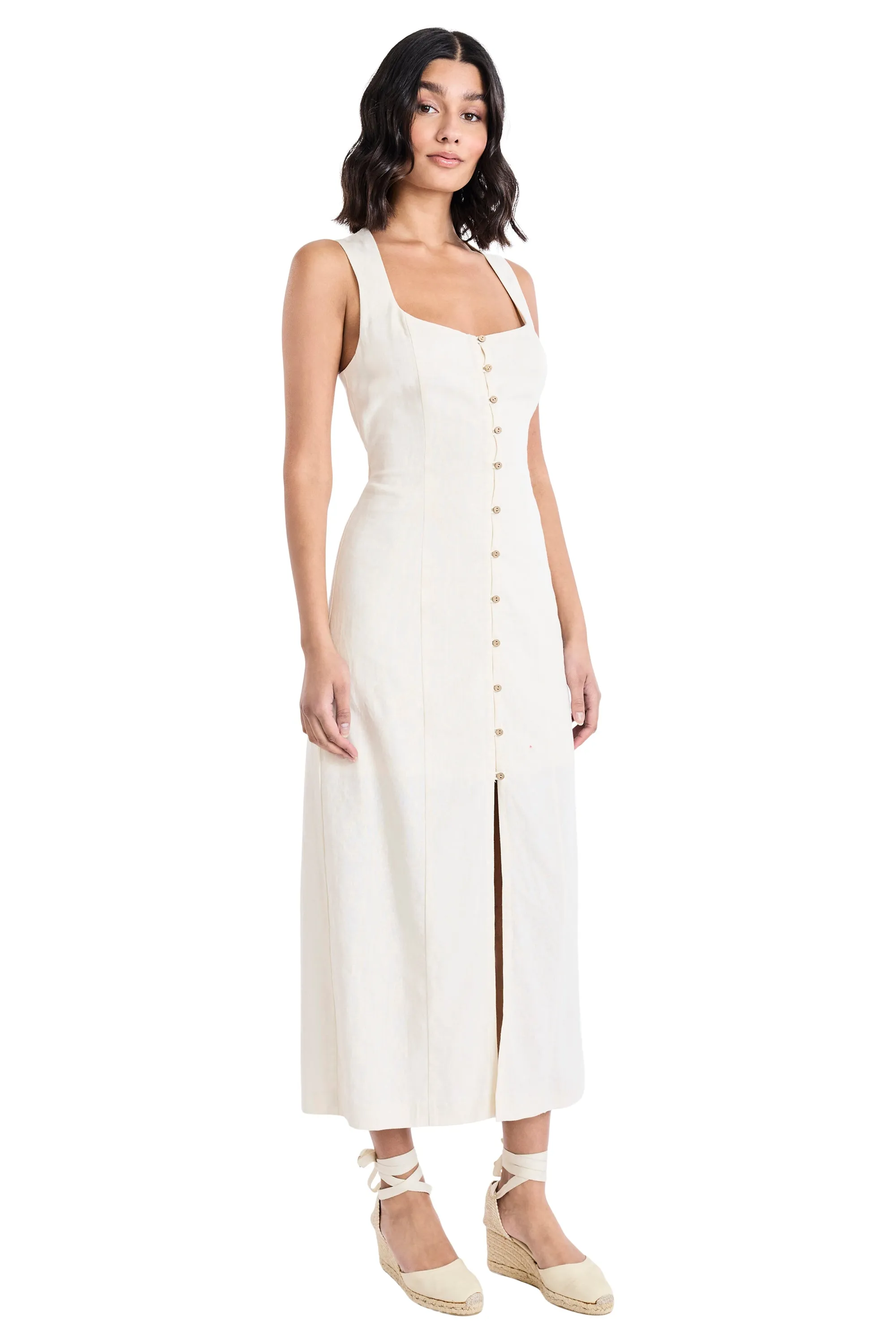 Justin Linen Scoop Neck Button Front Dress sold by Maggy London product image thumbnail 4