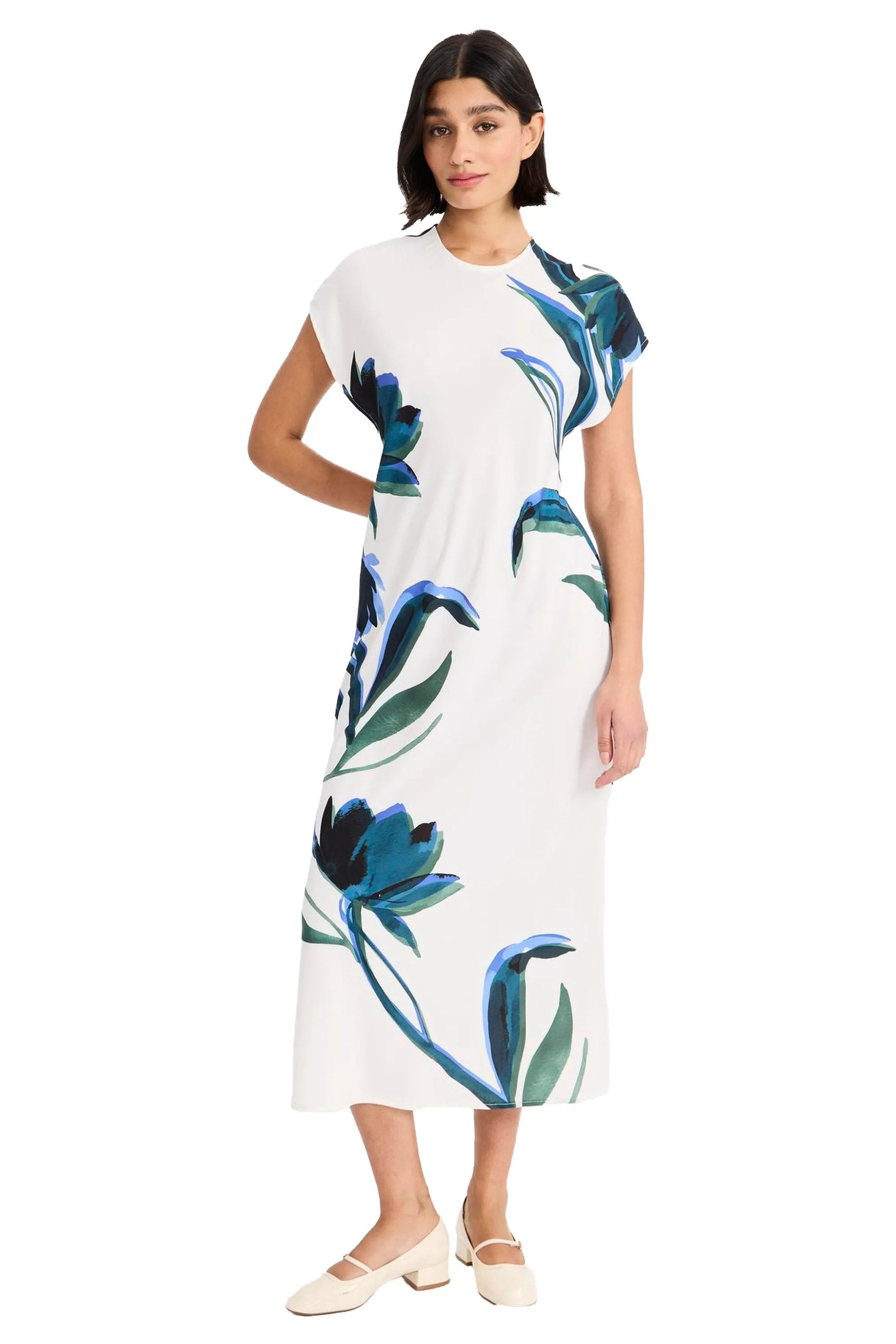 Sable Cap Sleeve Midi in Lotus Vine sold by Maggy London