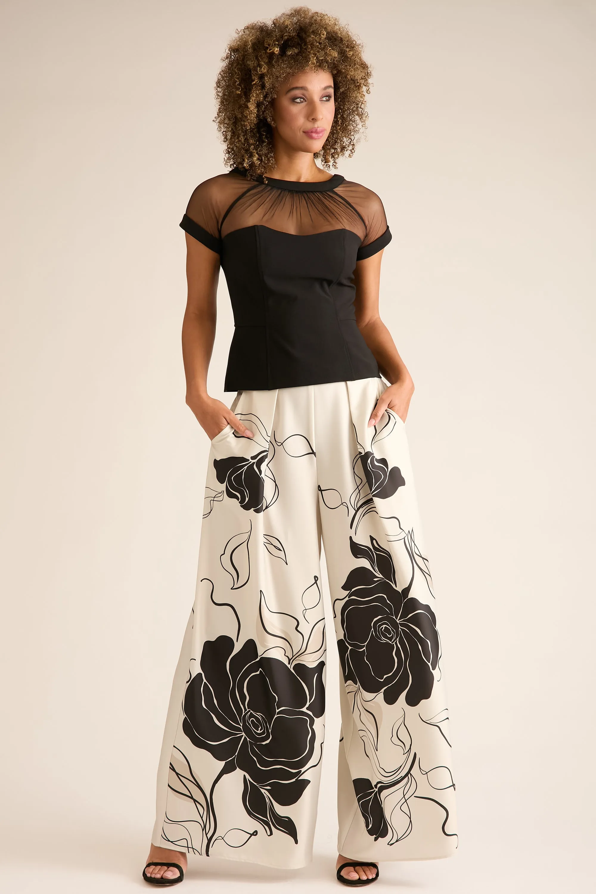 Astor Pleated Wide Leg Pant in Floral Eclipse sold by Maggy London product image thumbnail 4