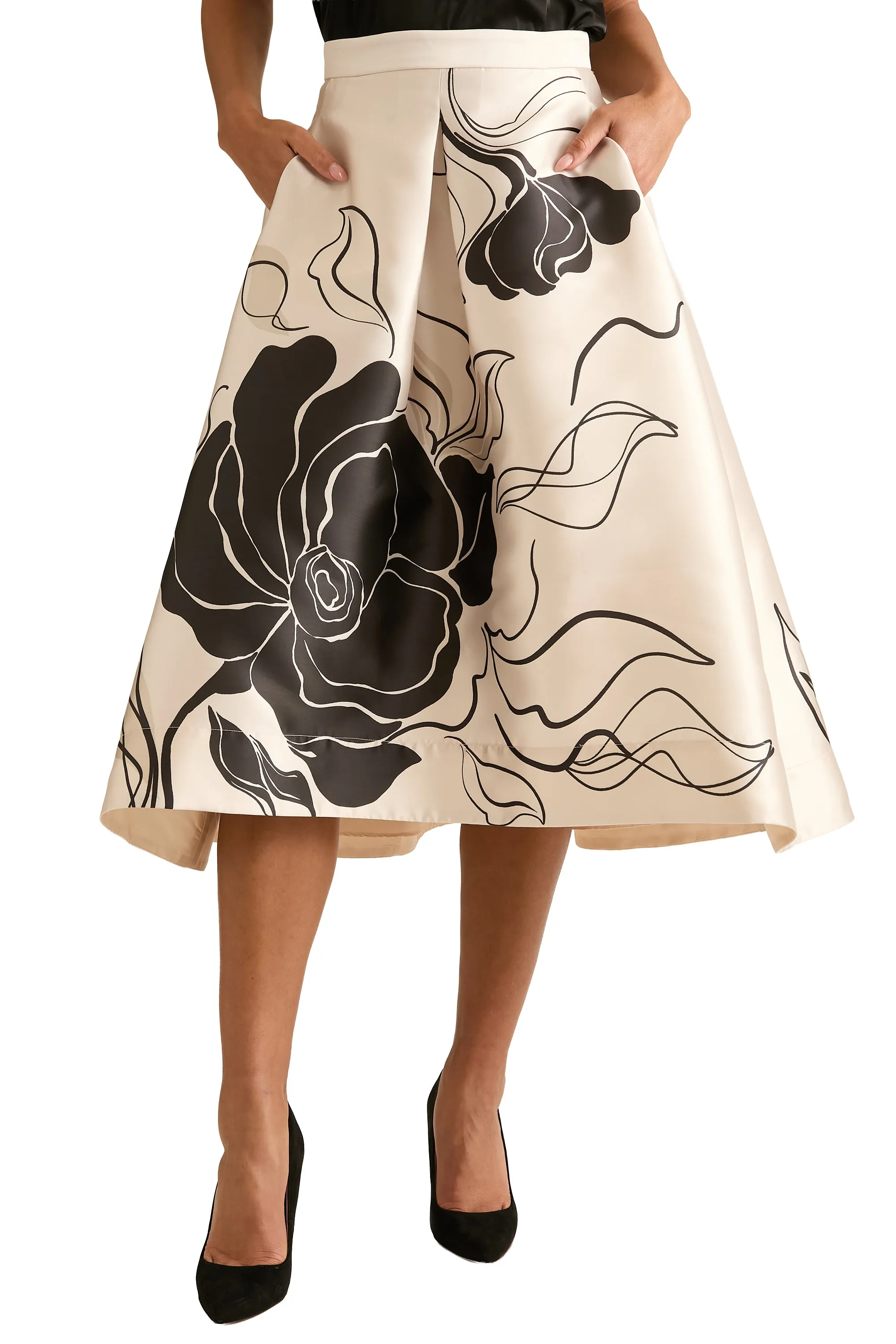 Gramercy Pleated High Low Skirt in Floral Eclipse sold by Maggy London product image thumbnail 2