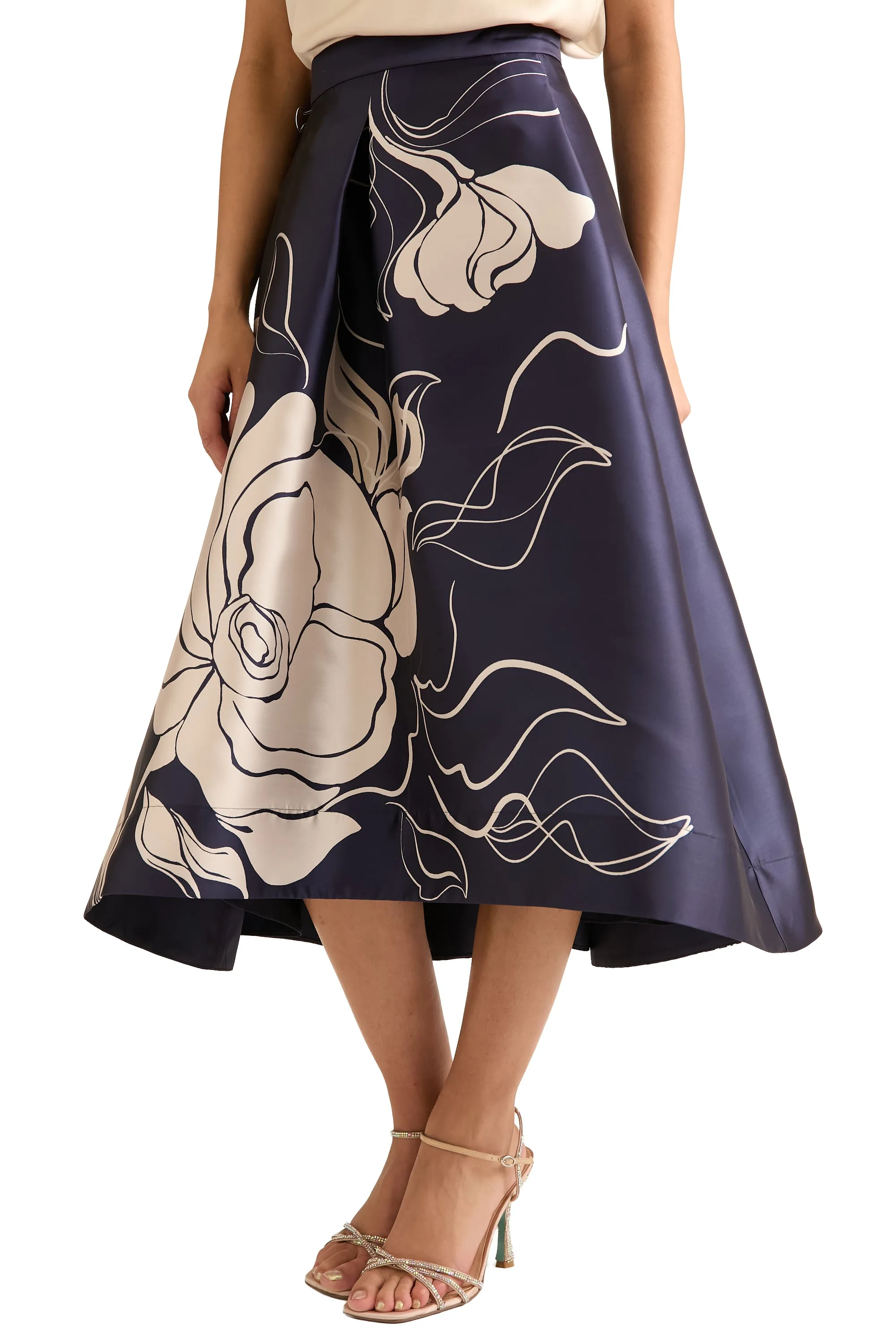 Gramercy Pleated High Low Skirt in Floral Eclipse sold by Maggy London product image thumbnail 4