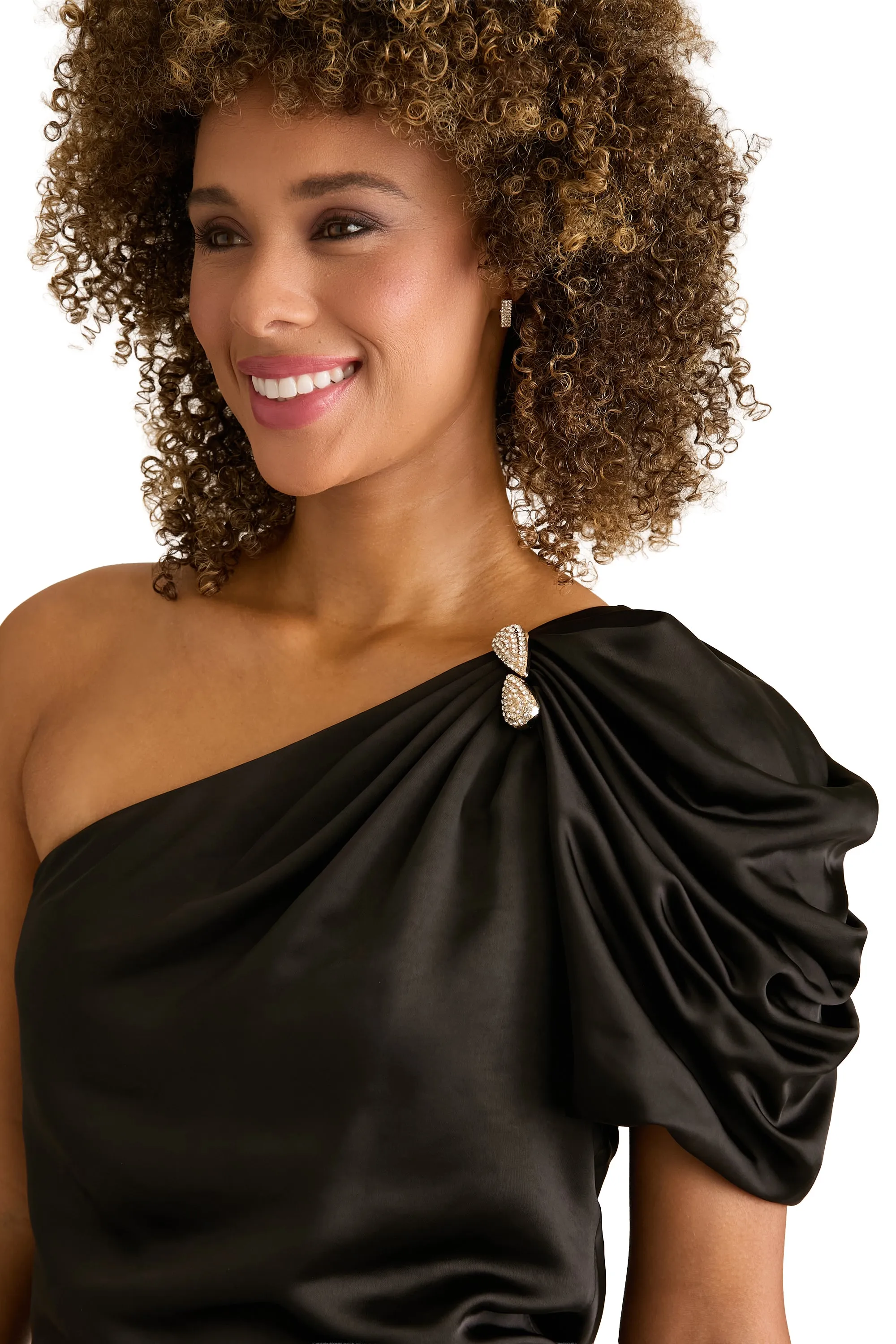 Ellis One Shoulder Puff Pleat Blouse sold by Maggy London product image thumbnail 4
