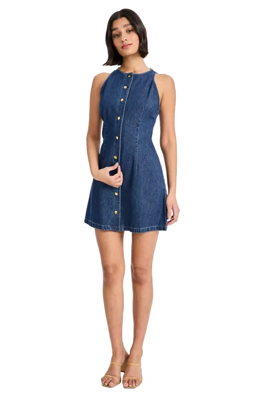 Alan Denim Button Front Mini Dress made by Maggy London