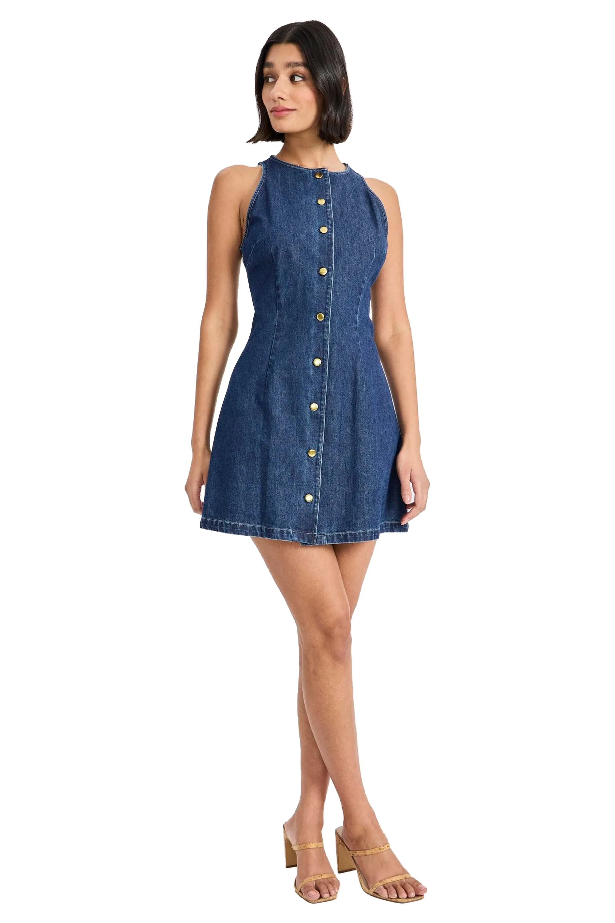 Alan Denim Button Front Mini Dress sold by Maggy London product image thumbnail 2