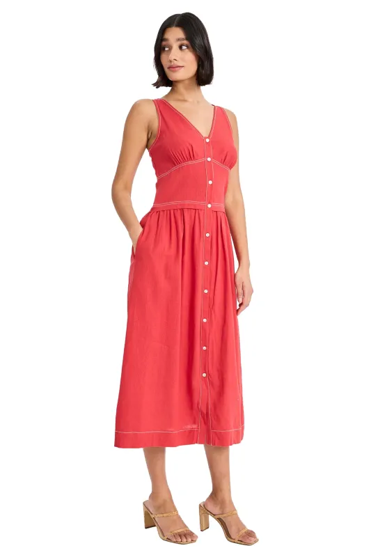 Albert Linen Midi with Topstitching made by Maggy London