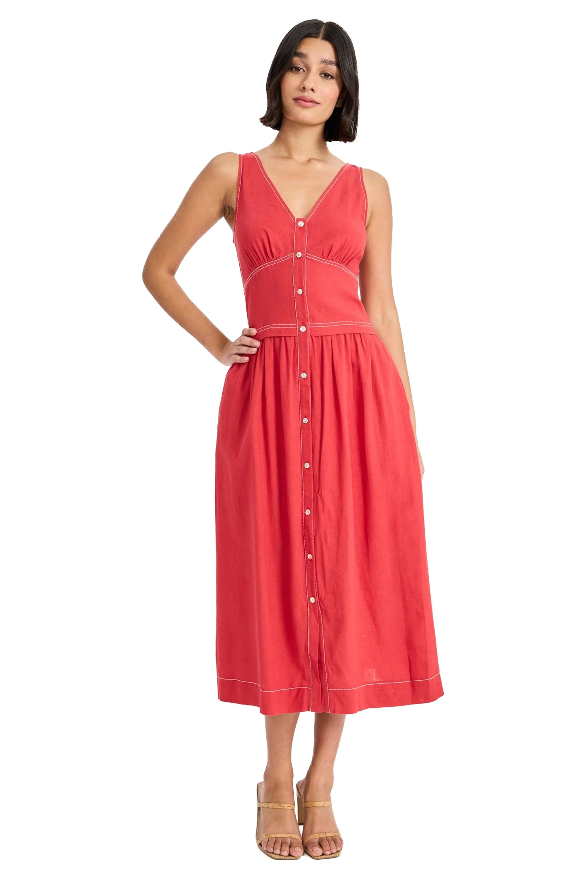 Albert Linen Midi with Topstitching sold by Maggy London product image thumbnail 3
