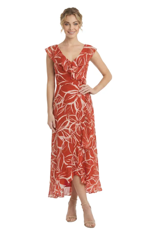Alessandra Ruffle Faux Wrap in Floral Scribble made by London Times