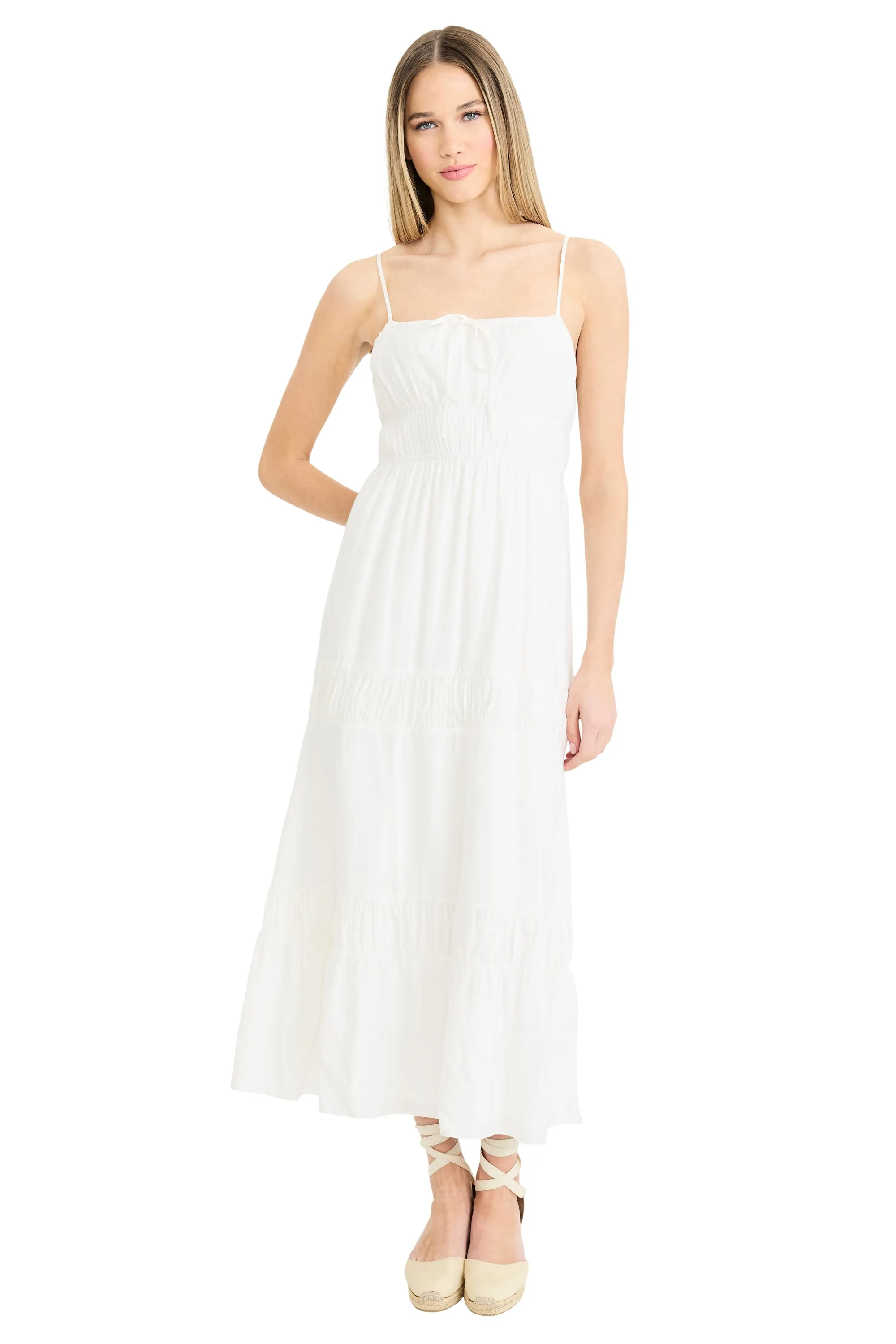 Graham Sleeveless Tiered Midi with Neck Tie sold by Maggy London product image thumbnail 4