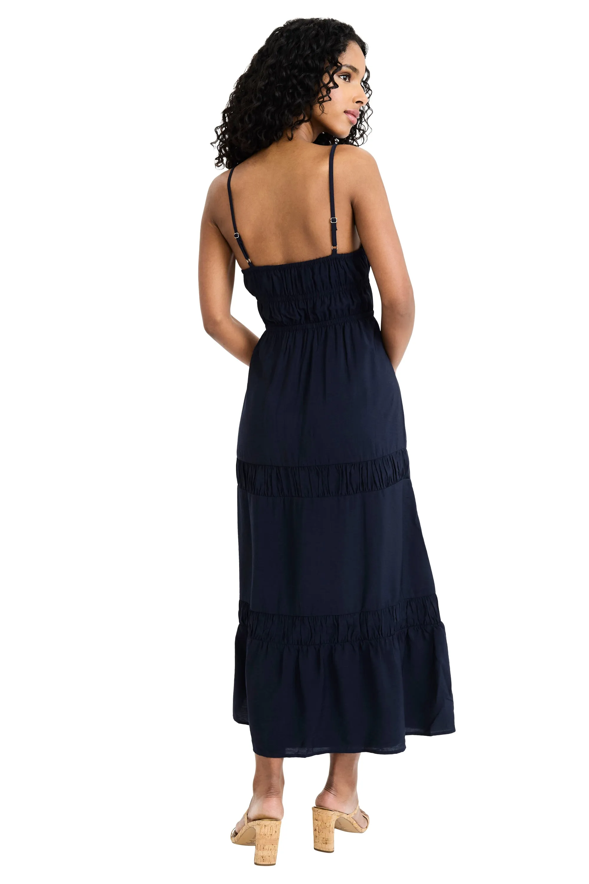 Graham Sleeveless Tiered Midi with Neck Tie sold by Maggy London product image thumbnail 3