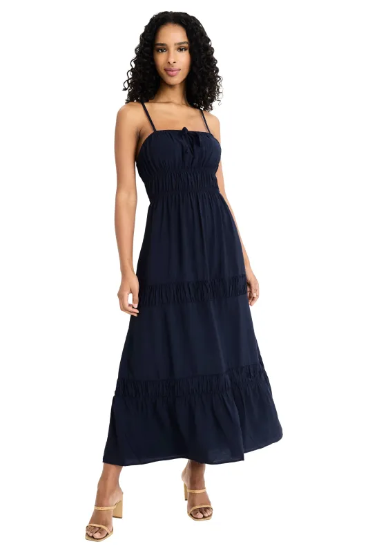 Graham Sleeveless Tiered Midi with Neck Tie made by Maggy London
