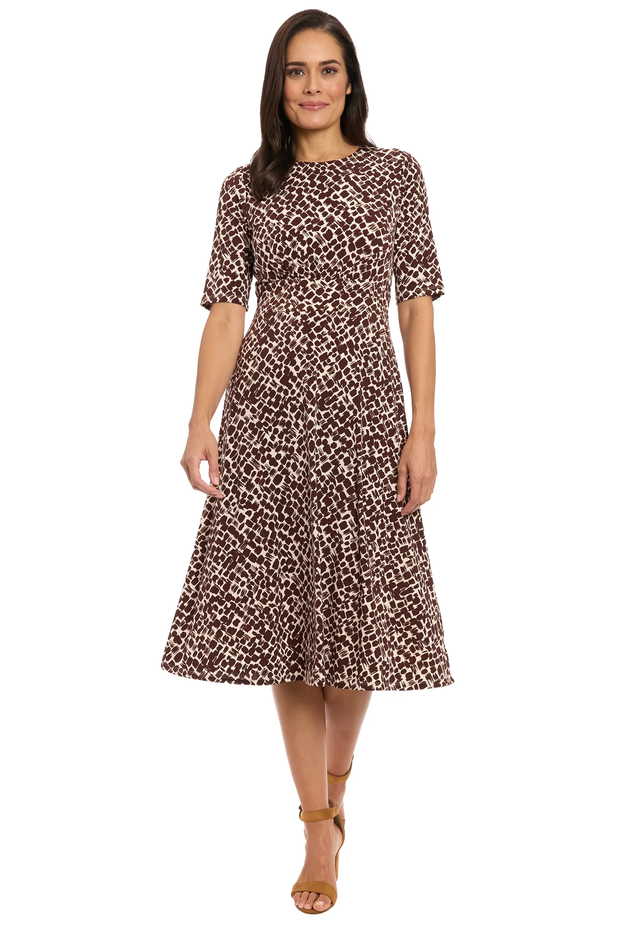 Ayanna Inset Waist Dress in Diagonal Bricks sold by Maggy London product image thumbnail 5