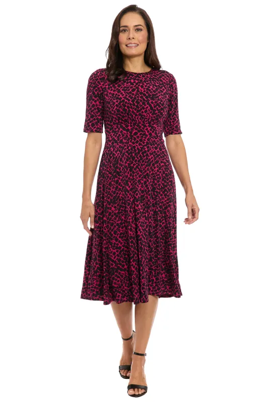 Ayanna Inset Waist Dress in Diagonal Bricks made by London Times