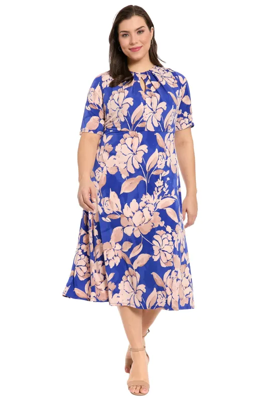 Harriet Keyhole Midi in Tonal Floral made by London Times