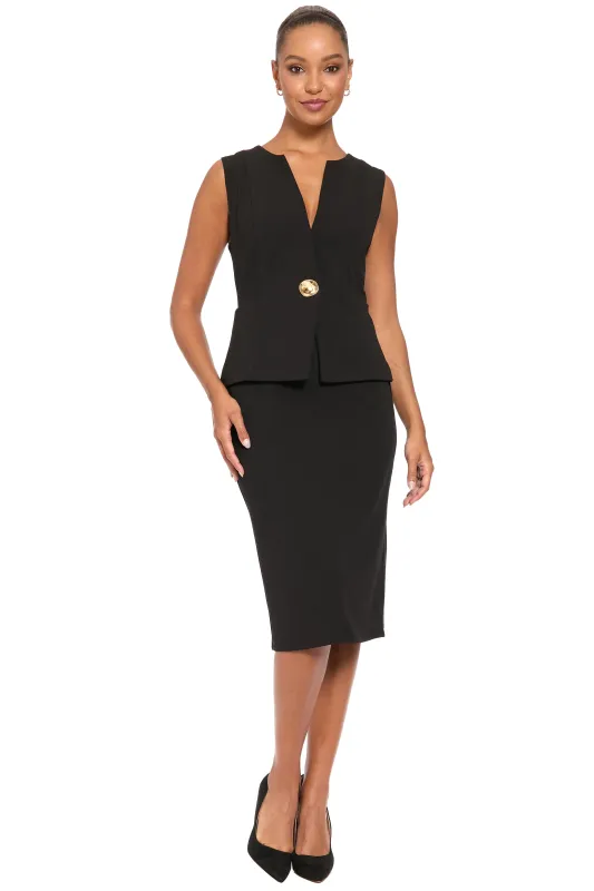 Ariane Sleeveless Vest Peplum Sheath made by London Times