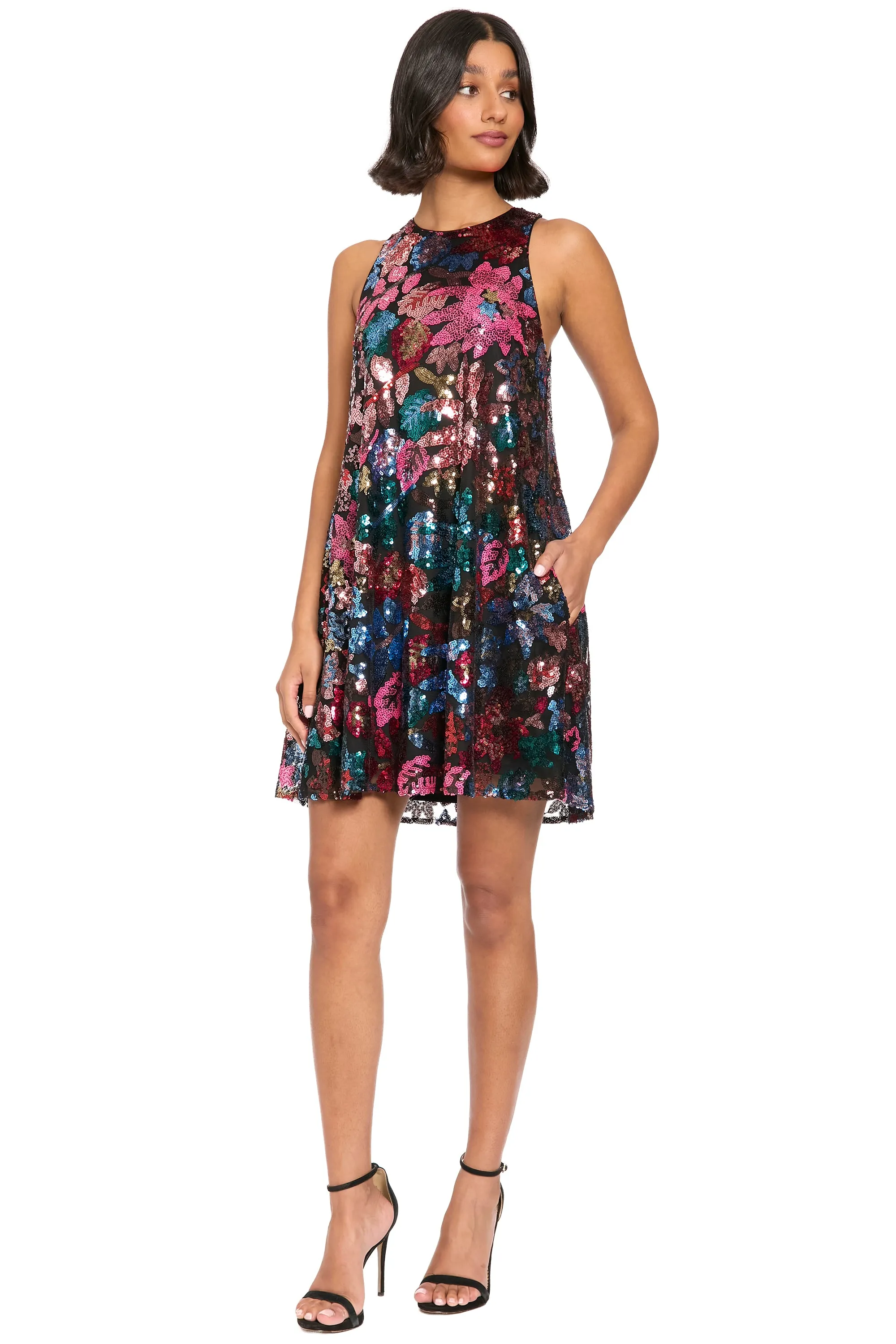 Gemma Trapeze Mini in Floral Fest Sequin sold by Maggy London product image thumbnail 2