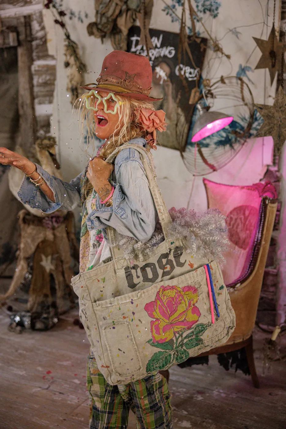 Hand-Painted Rose Tote Bag sold by Magnolia Pearl