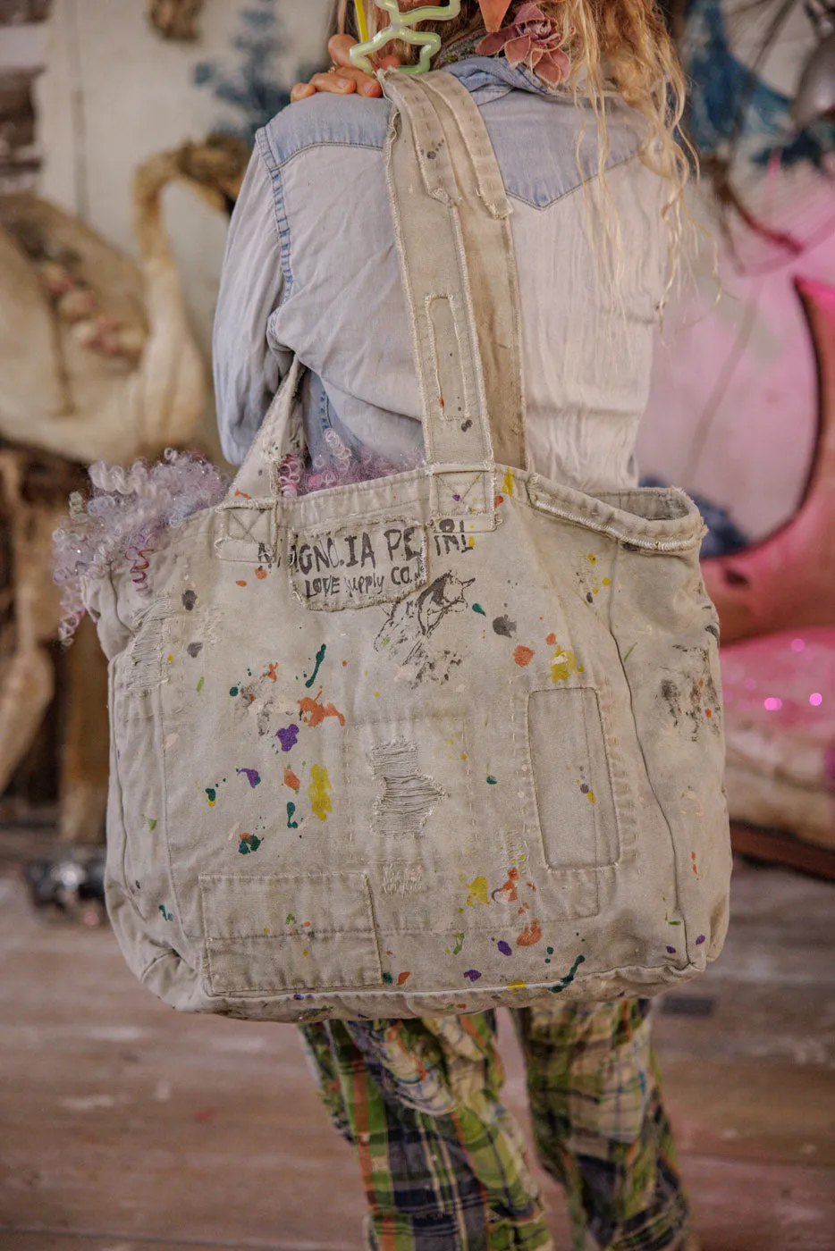 Hand-Painted Rose Tote Bag sold by Magnolia Pearl product image thumbnail 4