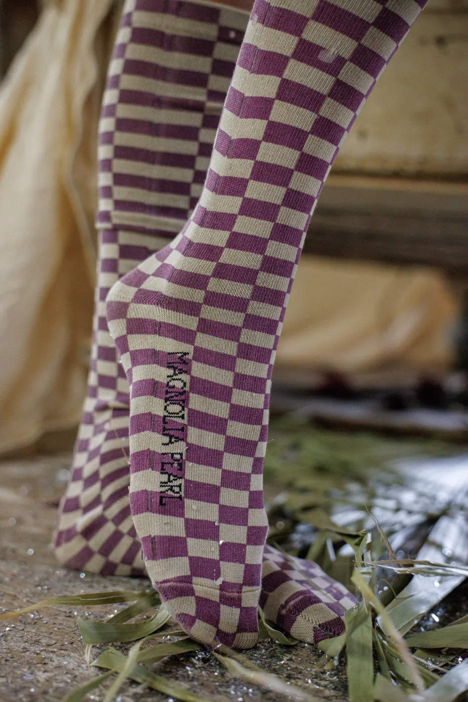 Checkered Over-the-Knee Socks sold by Magnolia Pearl