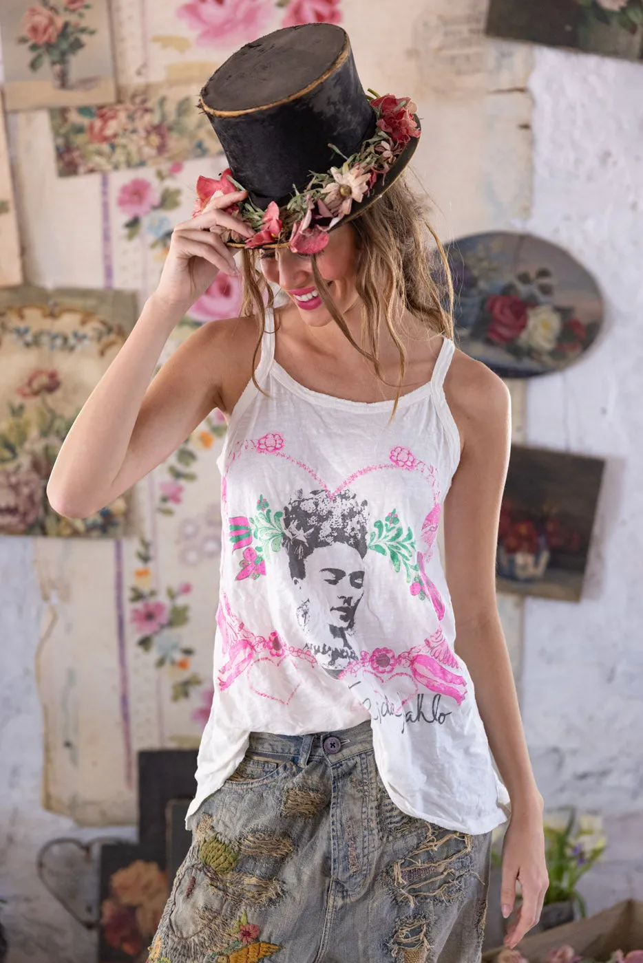 Frida Corazón Luminoso Lana Tank sold by Magnolia Pearl