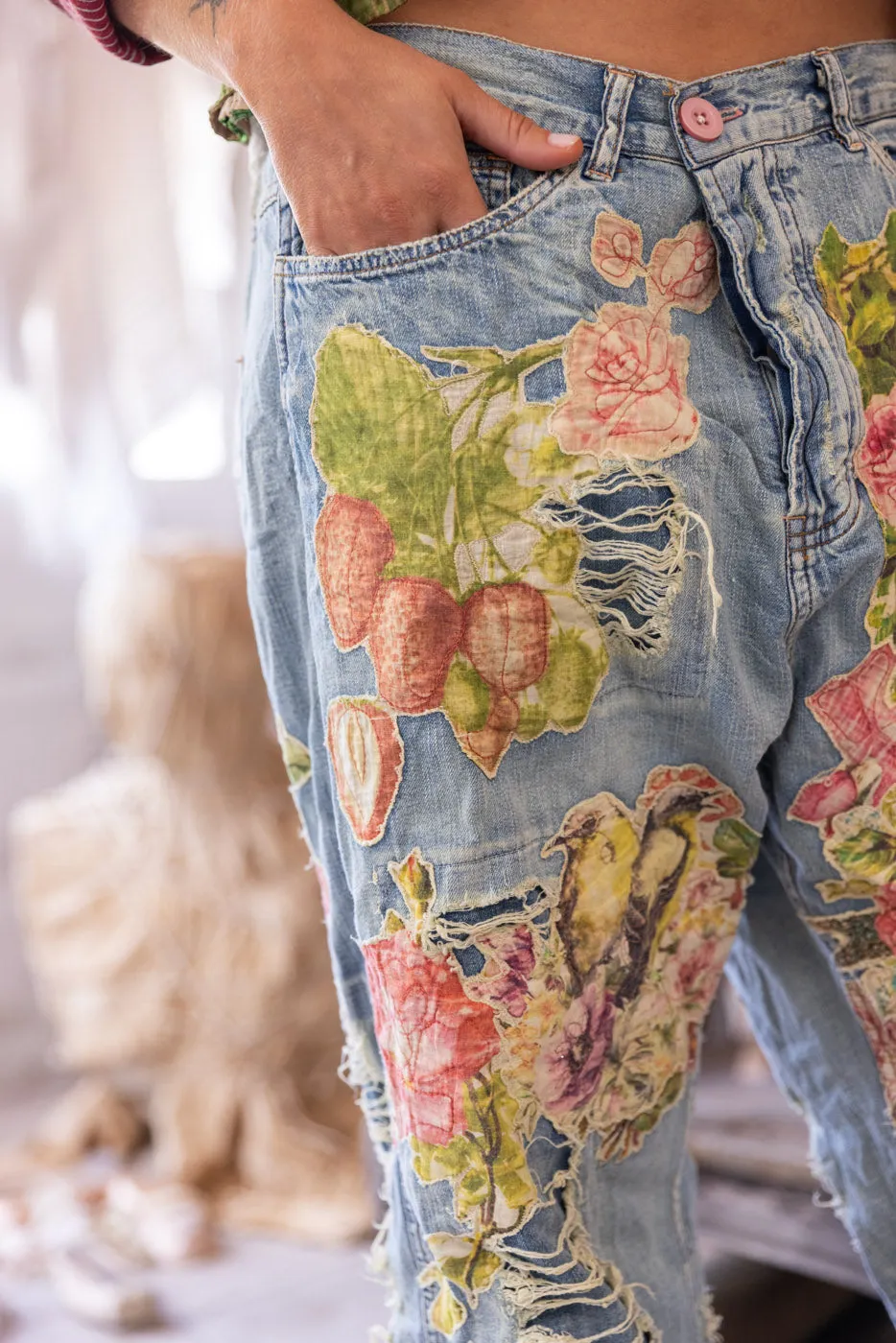 Floral Appliqué Miner Denims sold by Magnolia Pearl product image thumbnail 5