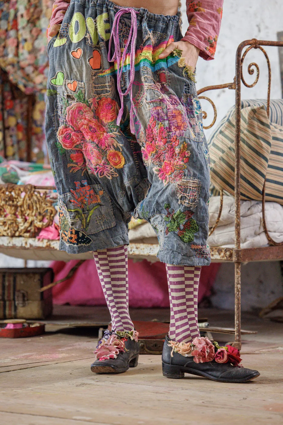 Embroidered Art Graphic Frankie Denims sold by Magnolia Pearl